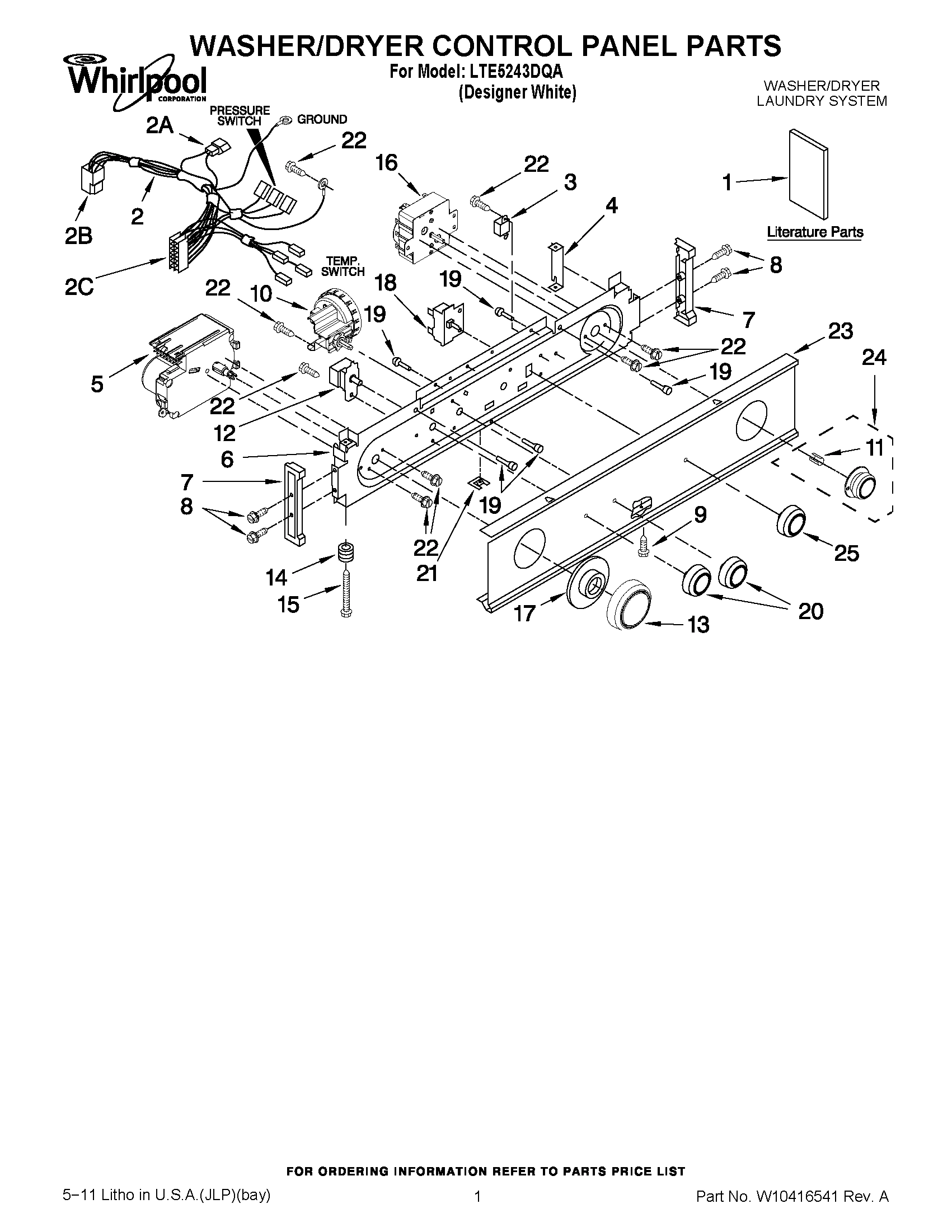 01 - WASHER/DRYER CONTROL PANEL PARTS