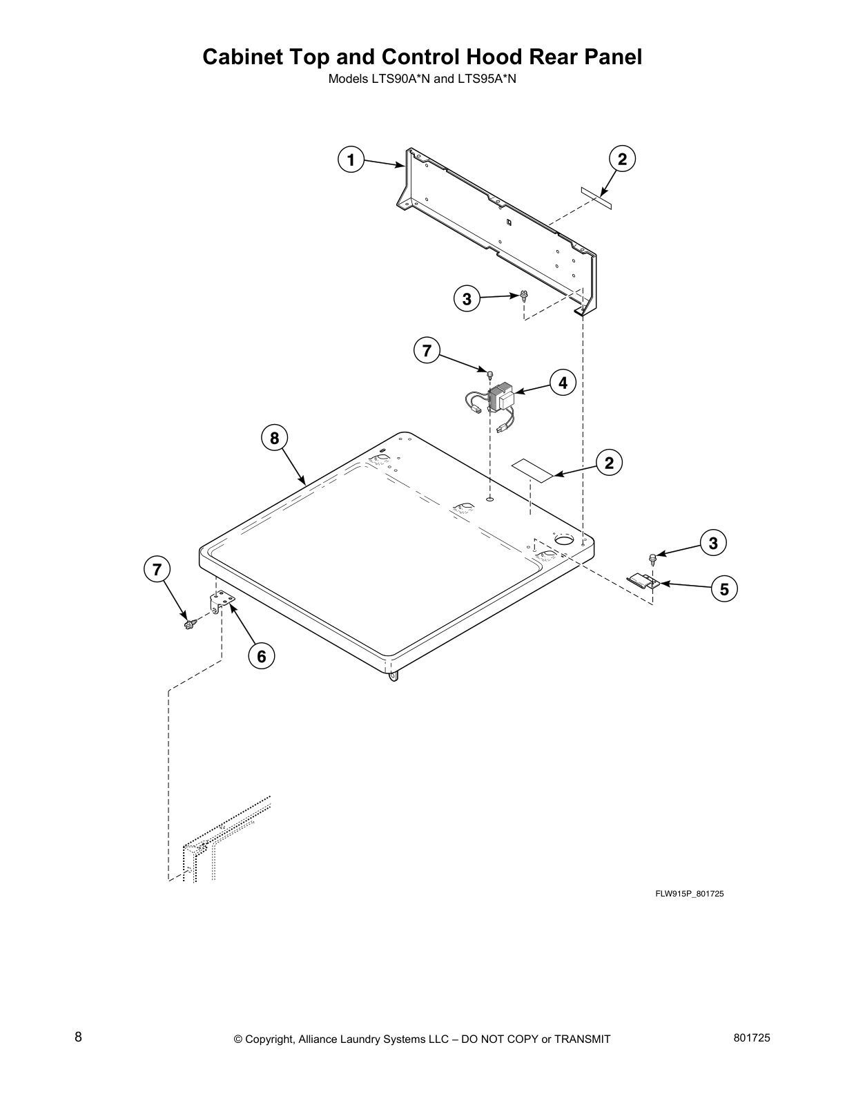 Cabinet Top and Control Hood Rear Panel