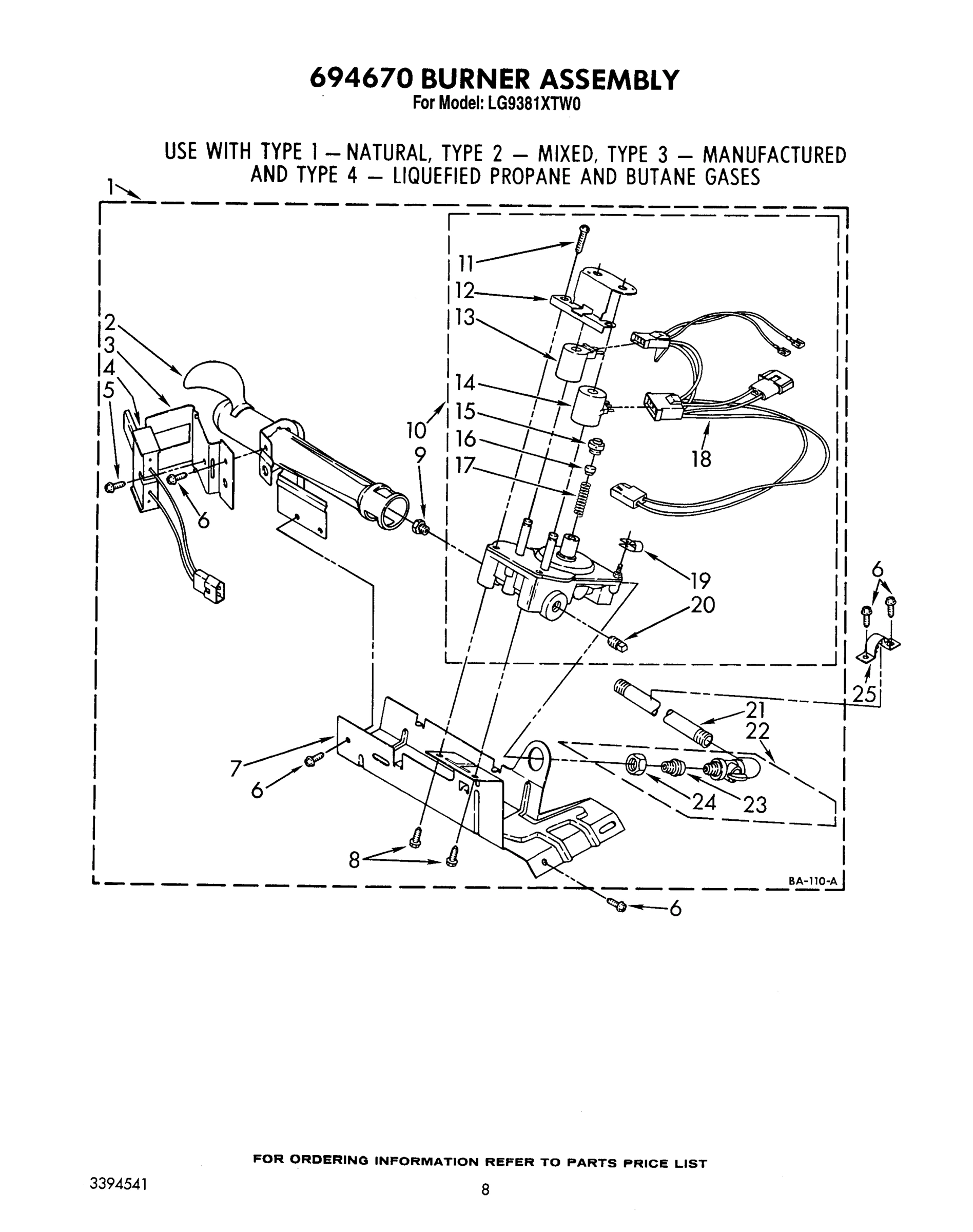 05 - 694670 BURNER ASSEMBLY