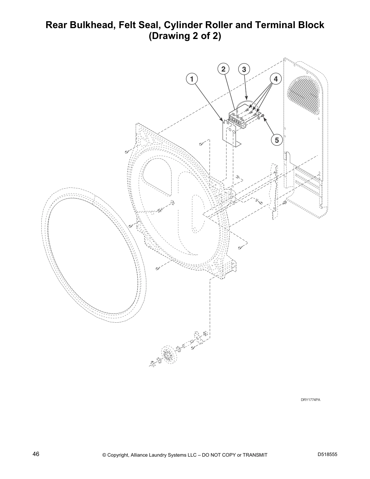 Rear Bulkhead, Felt Seal, Cylinder Roller and Terminal Block
(Drawing 2 of 2)