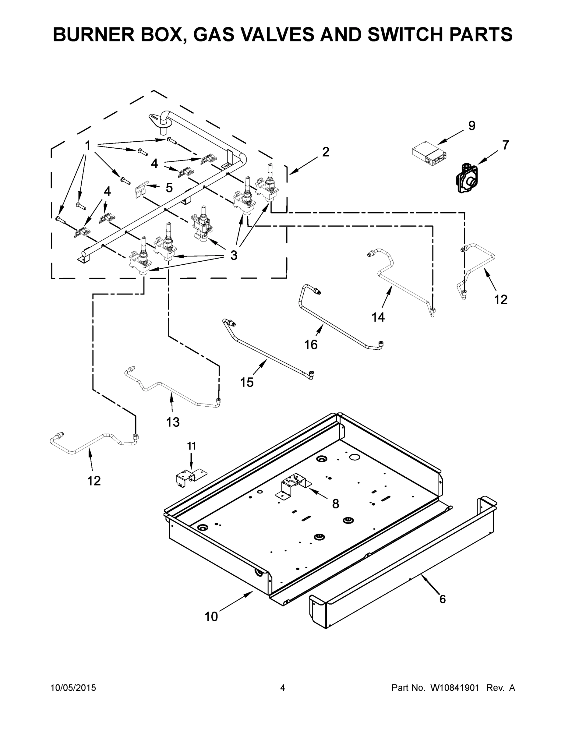 03 - BURNER BOX, GAS VALVES AND SWITCH PARTS