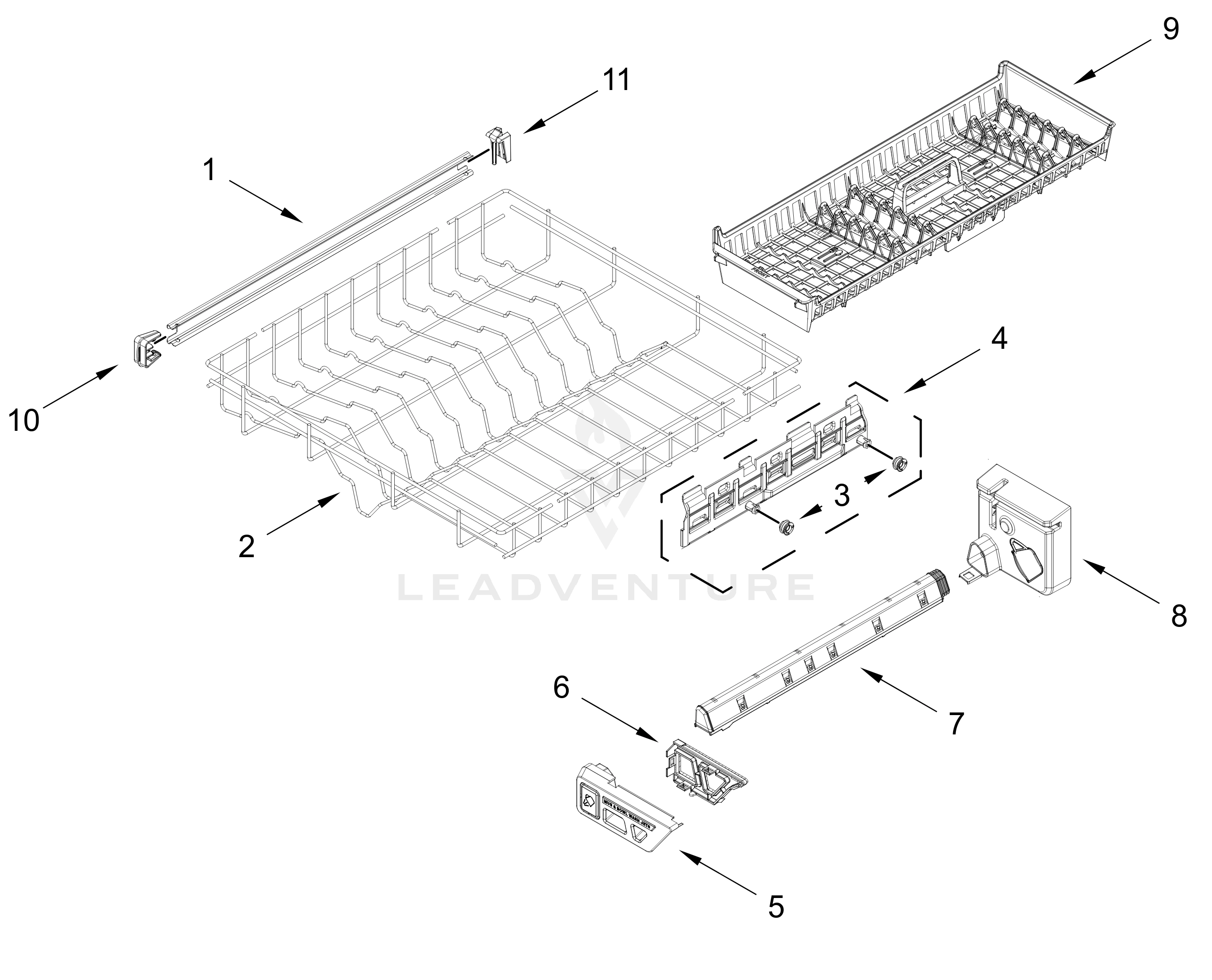 THIRD LEVEL RACK AND TRACK PARTS