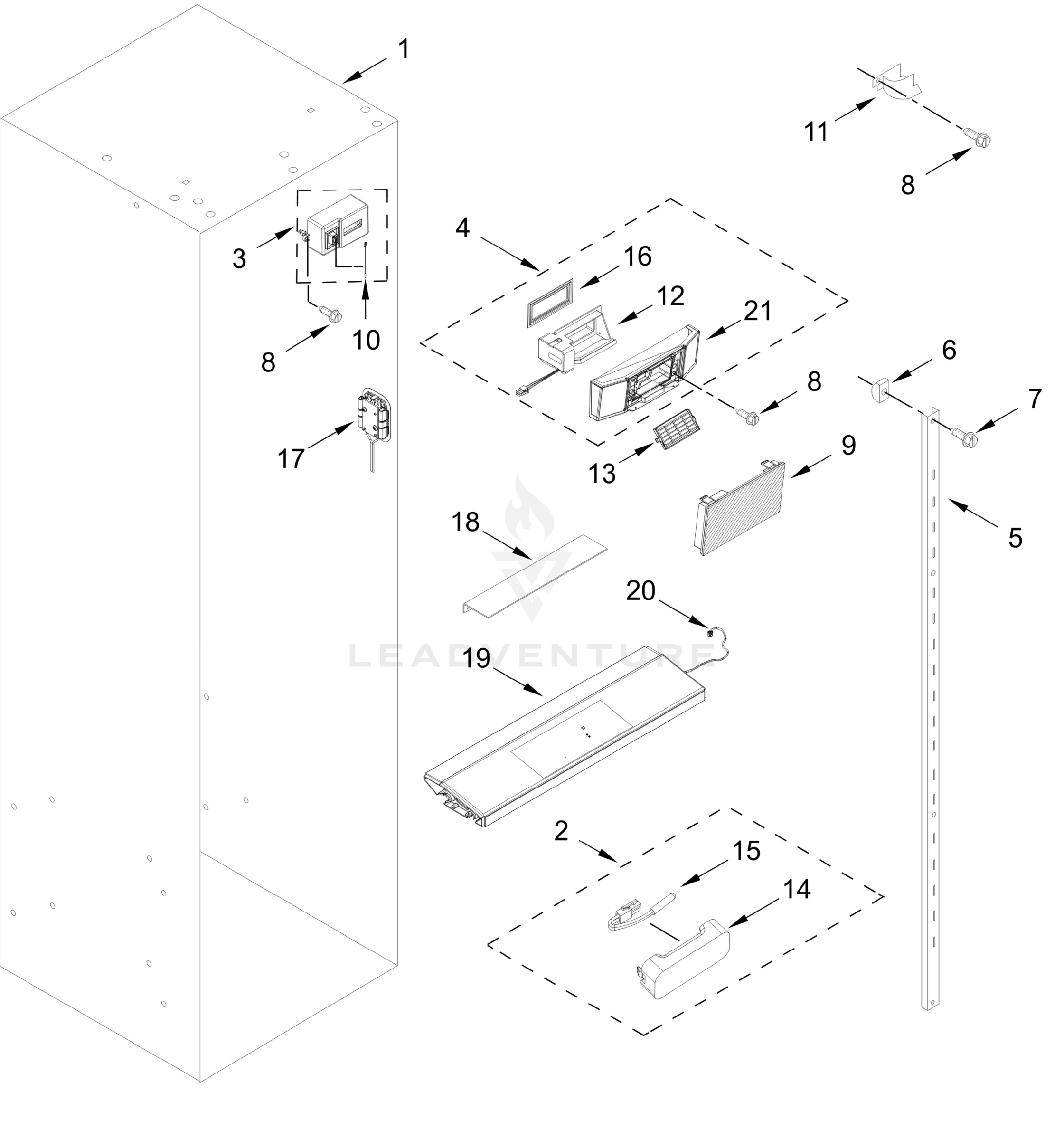 REFRIGERATOR LINER AND CONTROL PARTS