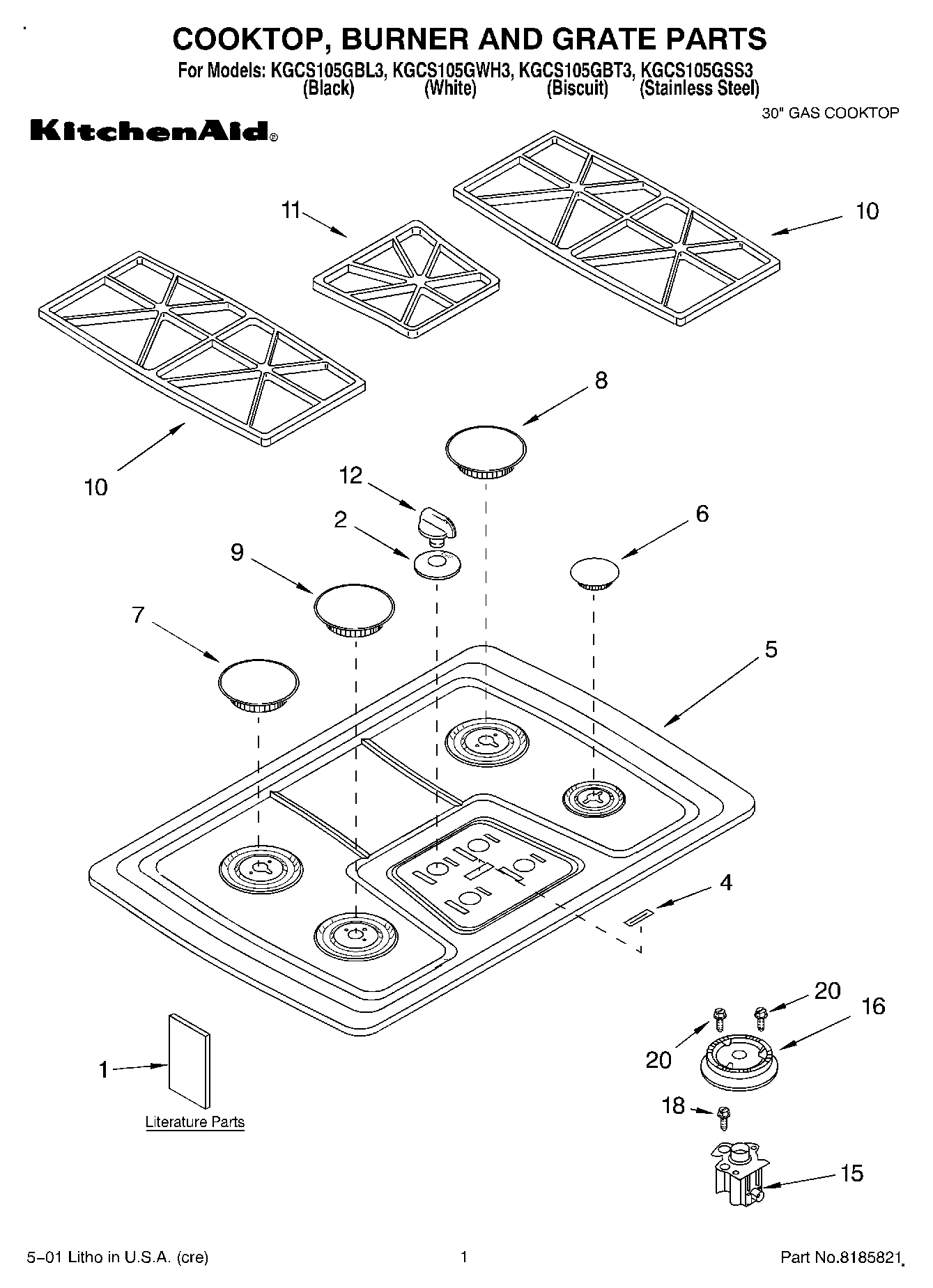 01 - COOKTOP, BURNER AND GRATE PARTS