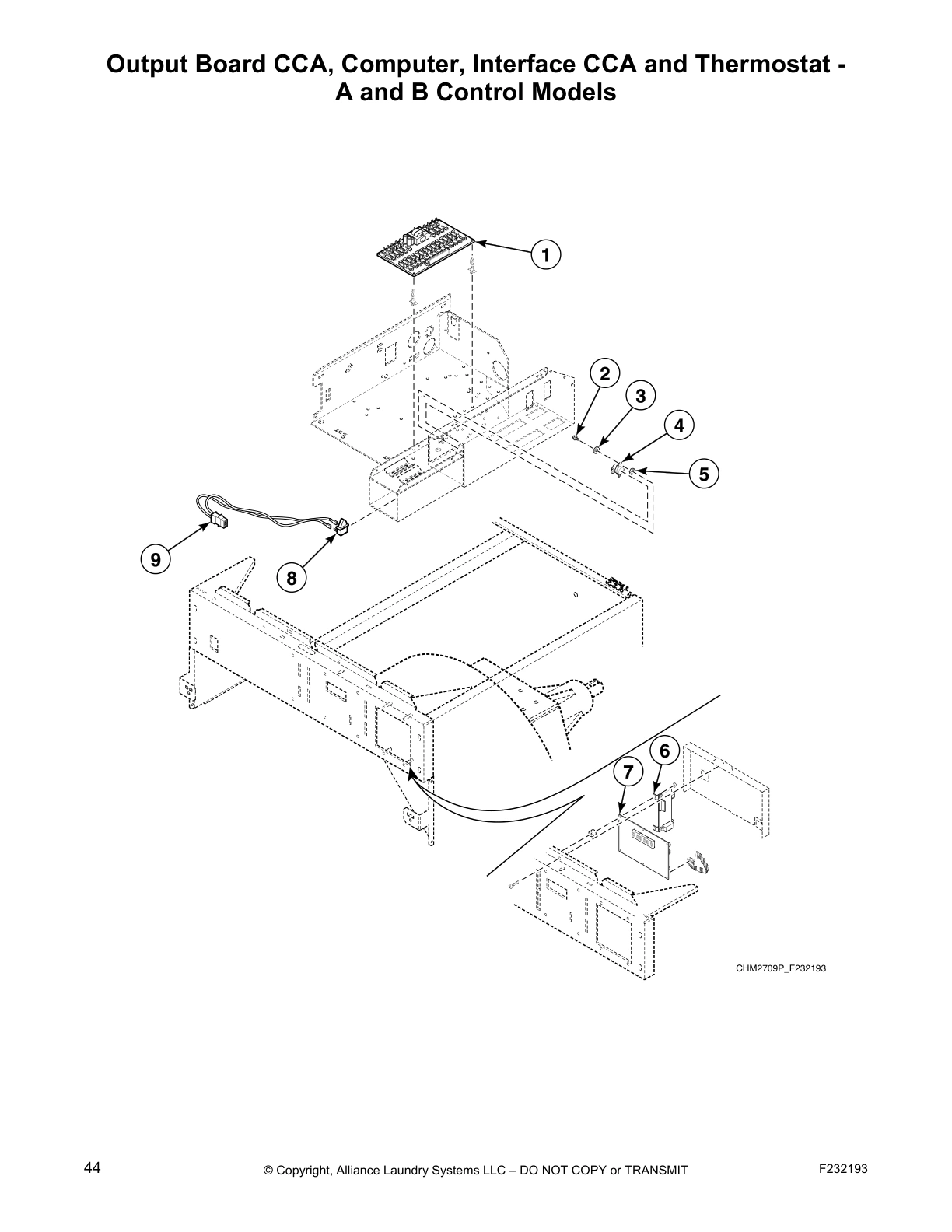 Output Board CCA, Computer, Interface CCA and Thermostat - 
A and B Control Models