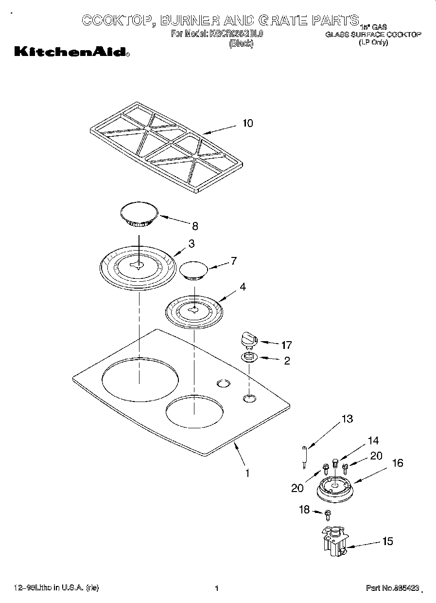 01 - COOKTOP, BURNER AND GRATE PARTS