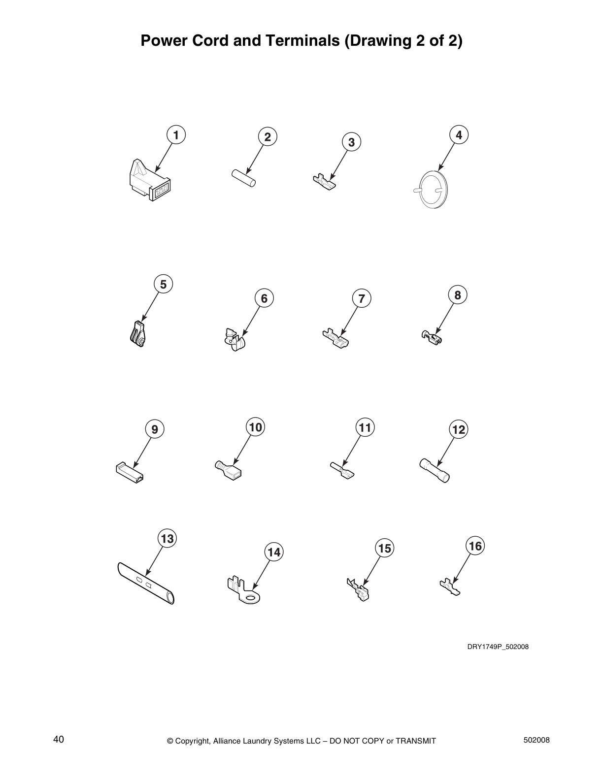 Power Cord and Terminals (Drawing 2 of 2)