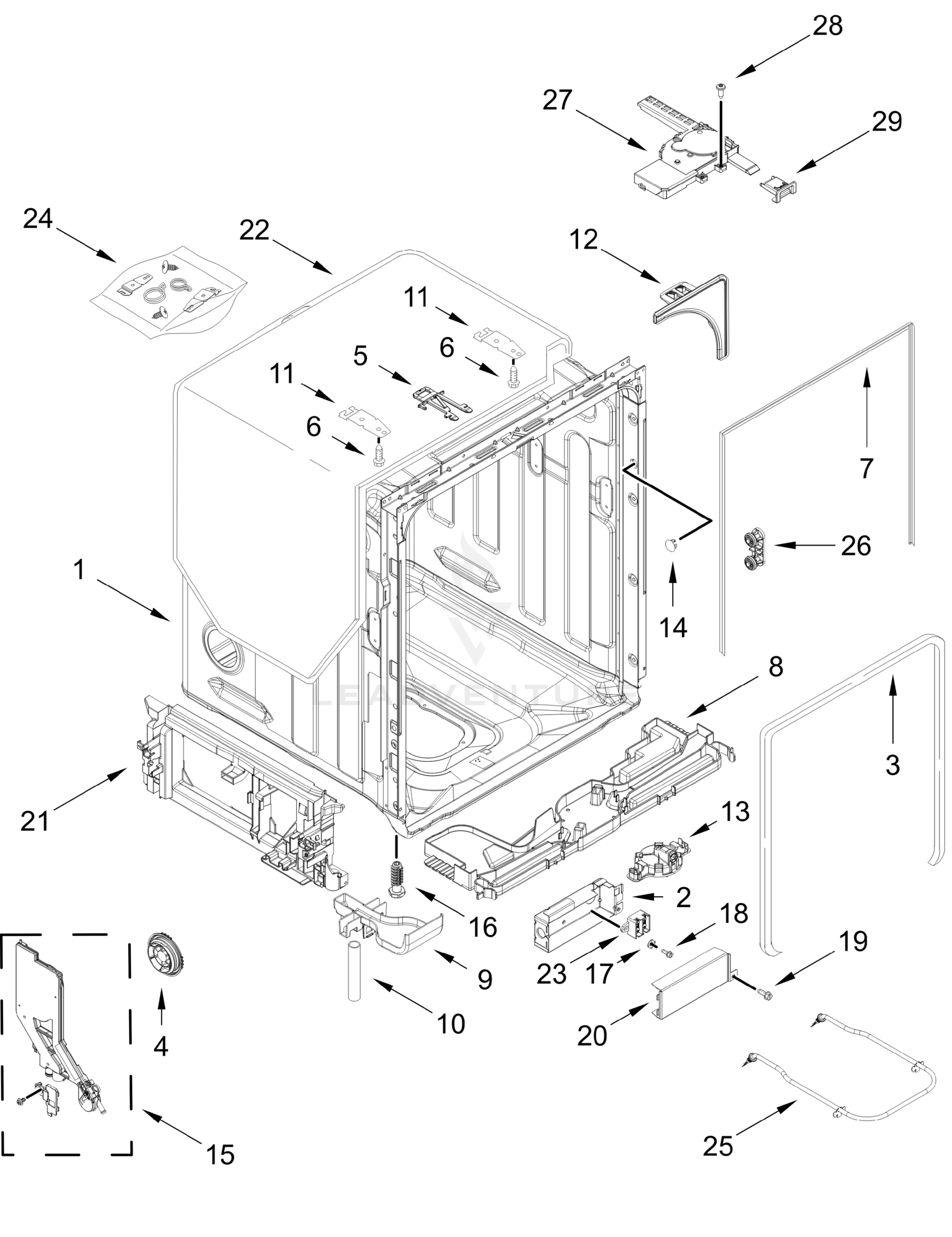 TUB AND FRAME PARTS