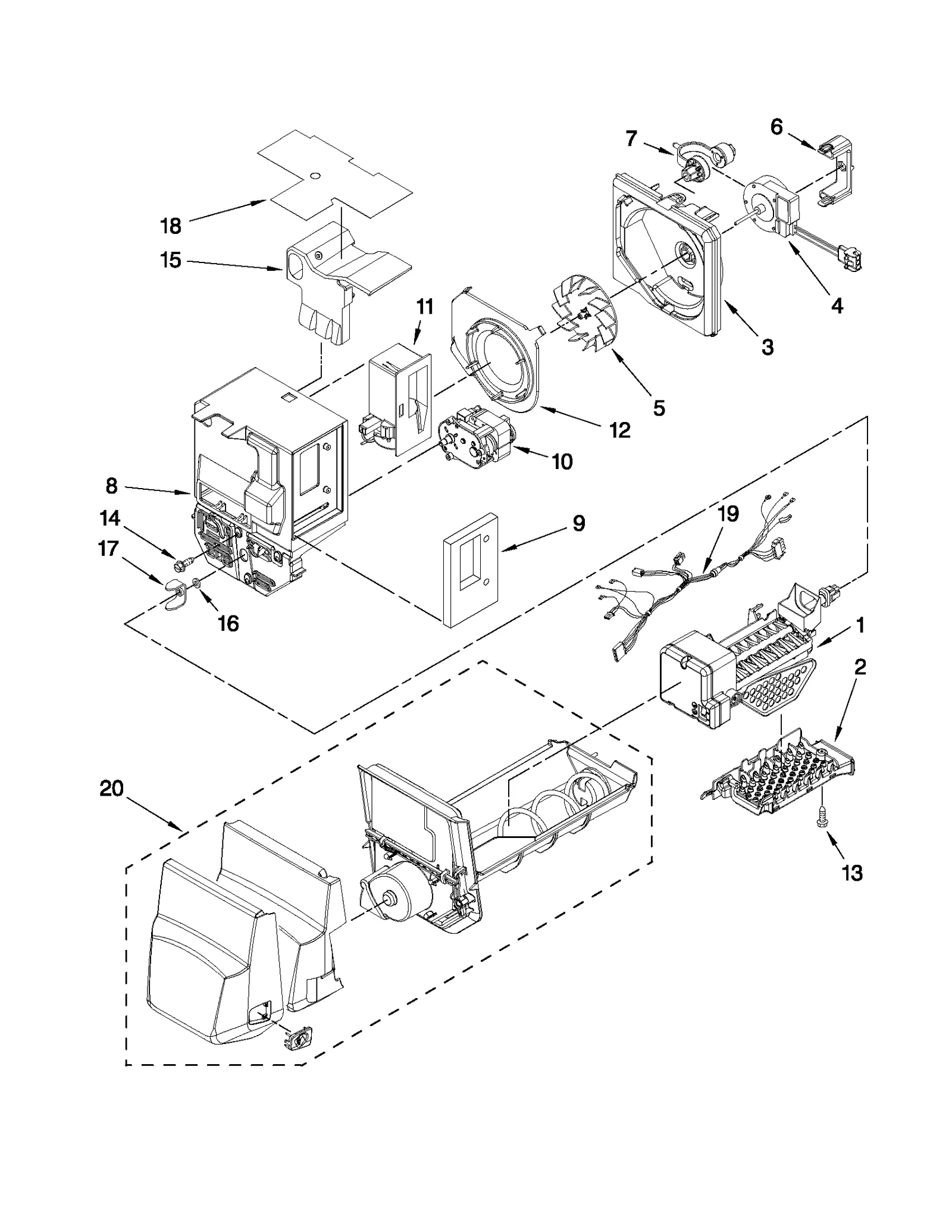 MOTOR AND ICE CONTAINER PARTS
