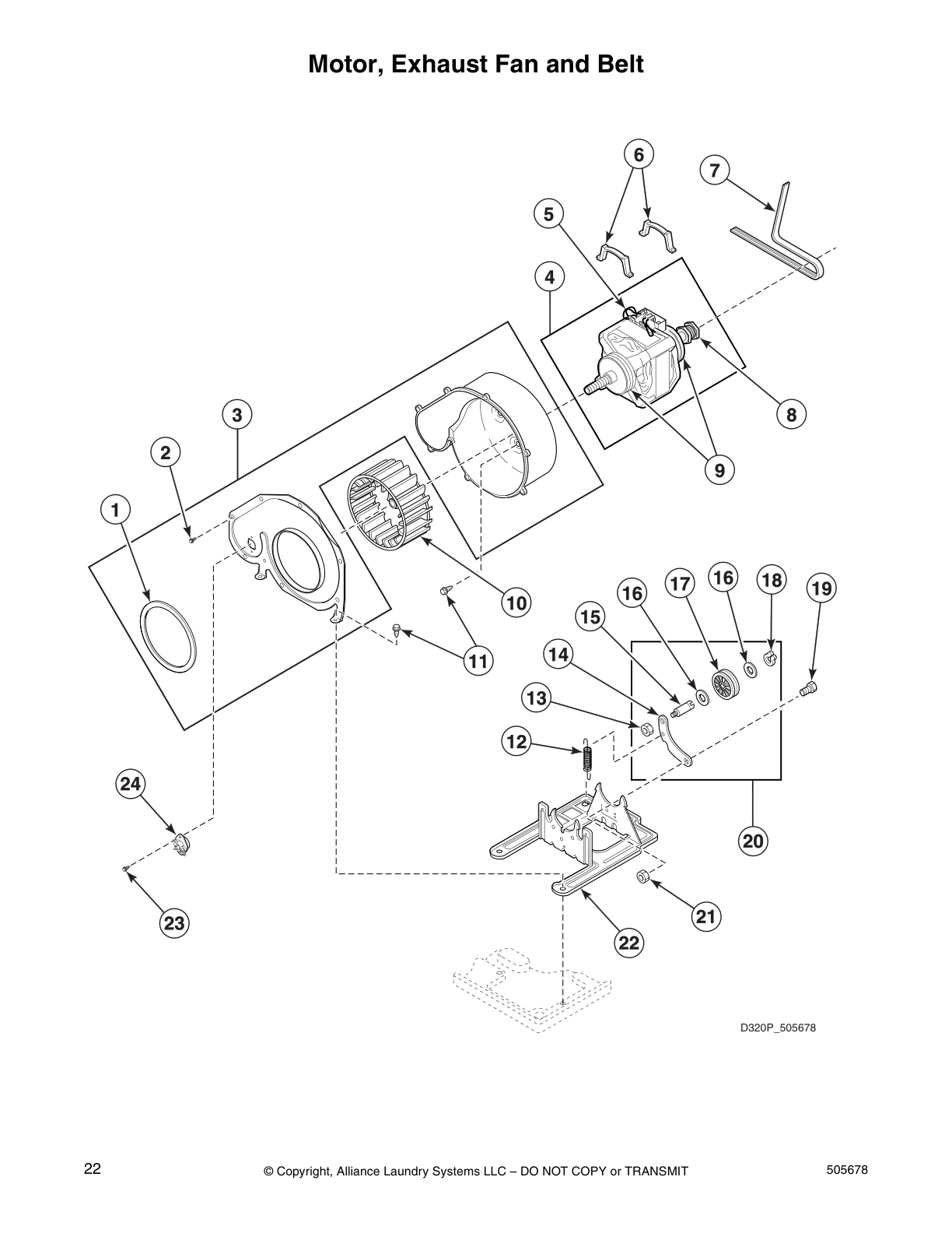 Motor, Exhaust Fan and Belt