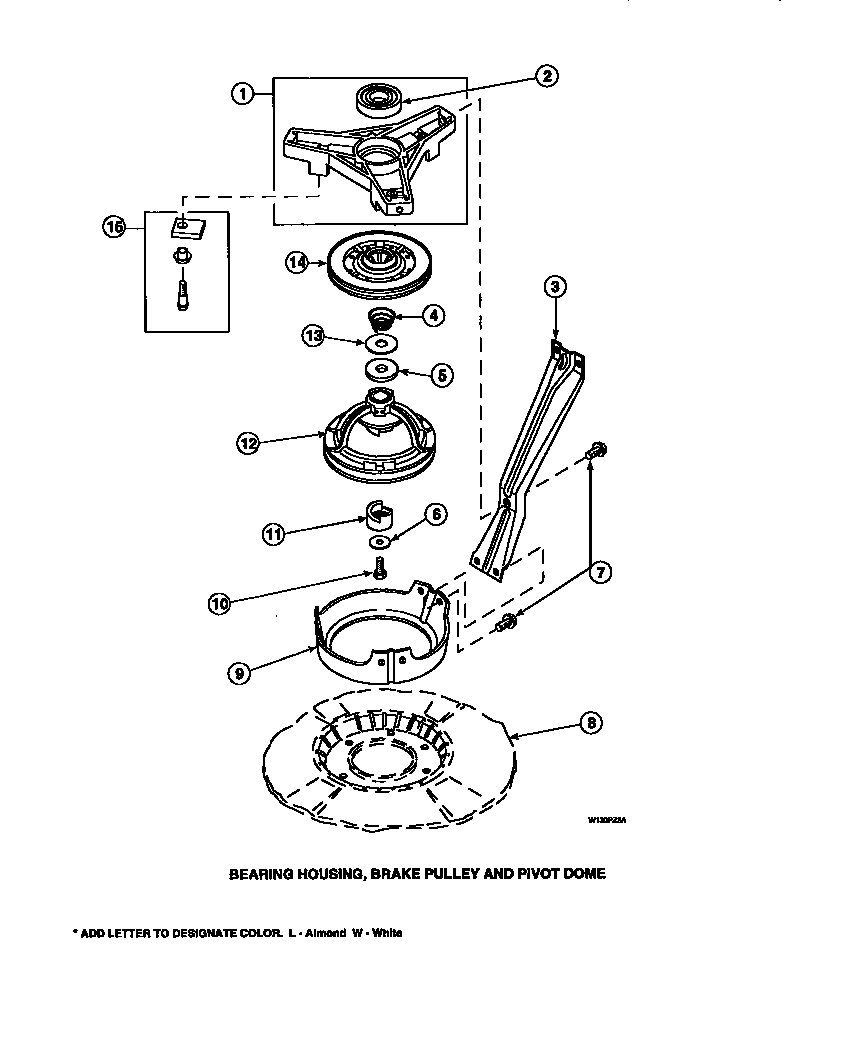 04 - BRG HSG/BRAKE PULLEY & PIVOT DOME