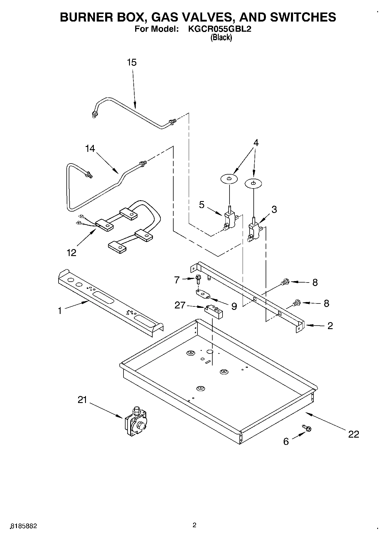 02 - BURNER BOX, GAS VALVES, AND SWITCHES