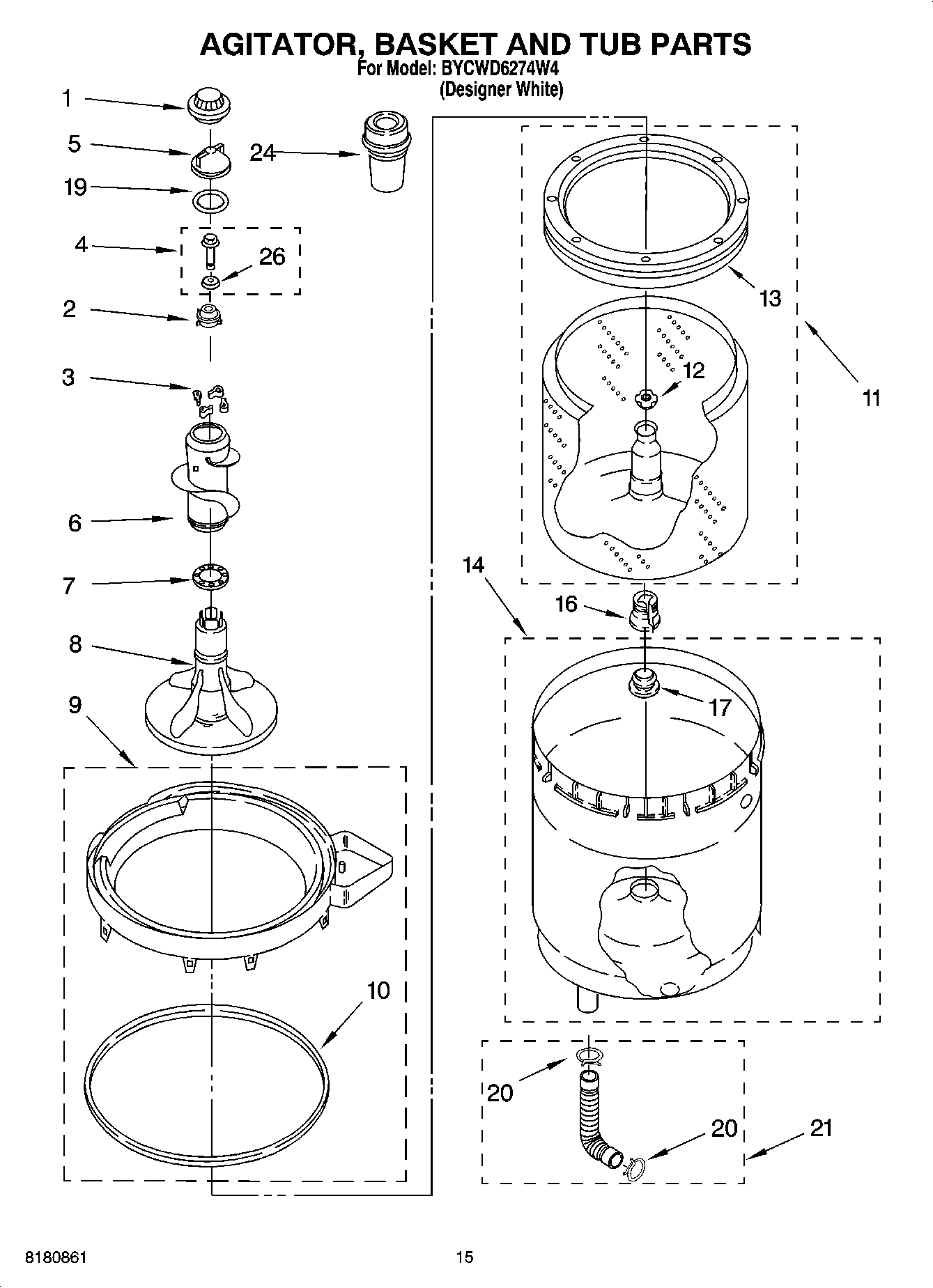 10 - AGITATOR, BASKET AND TUB PARTS