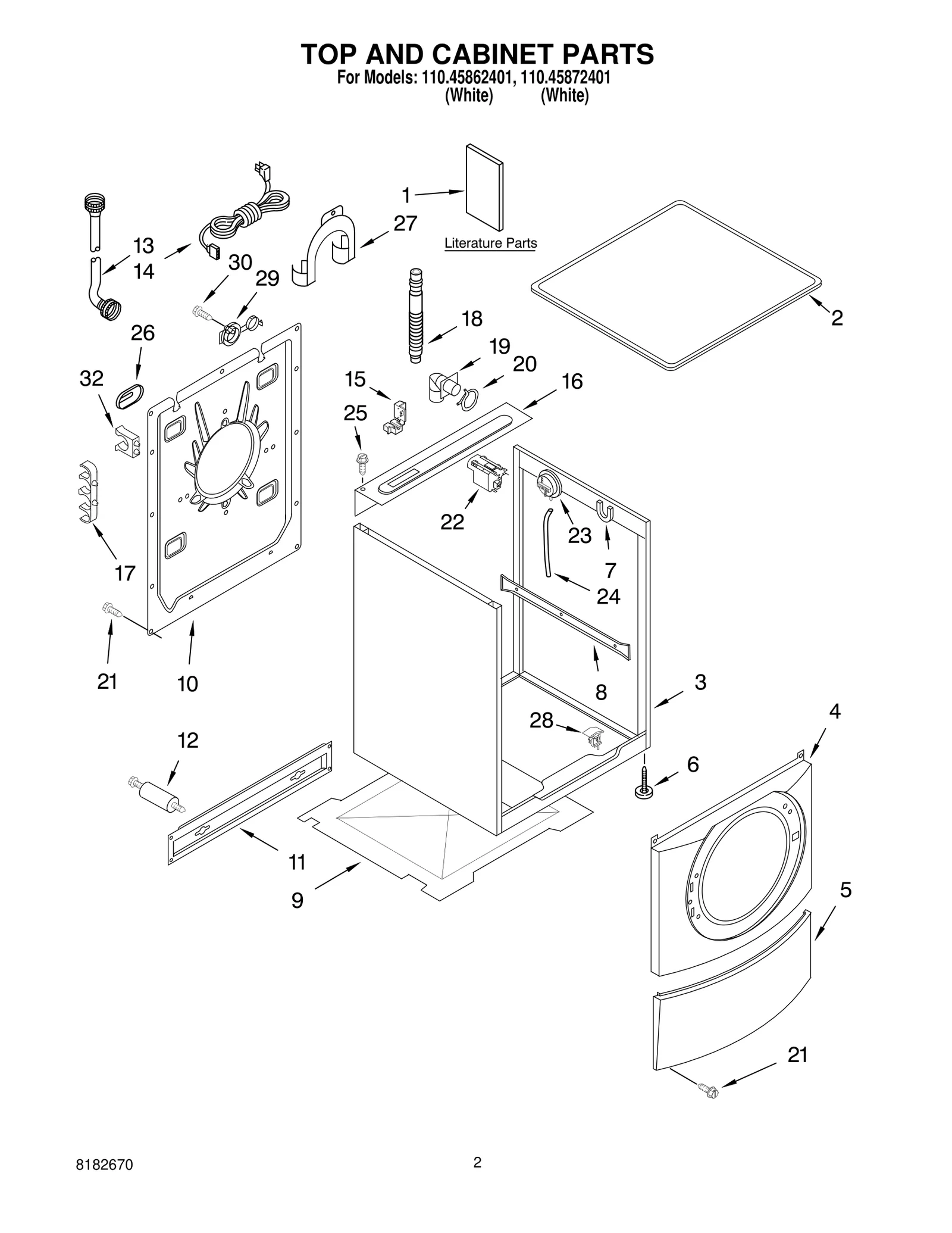 TOP AND CABINET PARTS