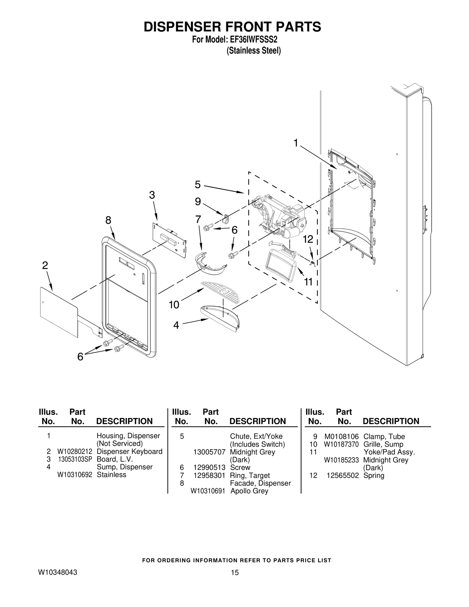 DISPENSER FRONT PARTS