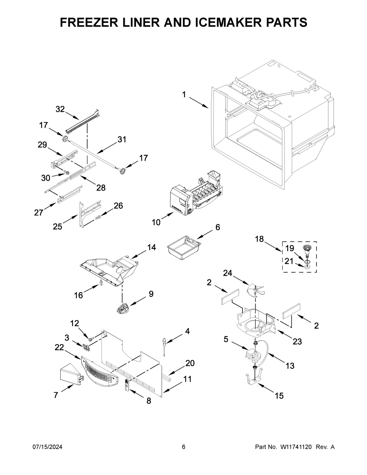 04 - FREEZER LINER AND ICEMAKER PARTS