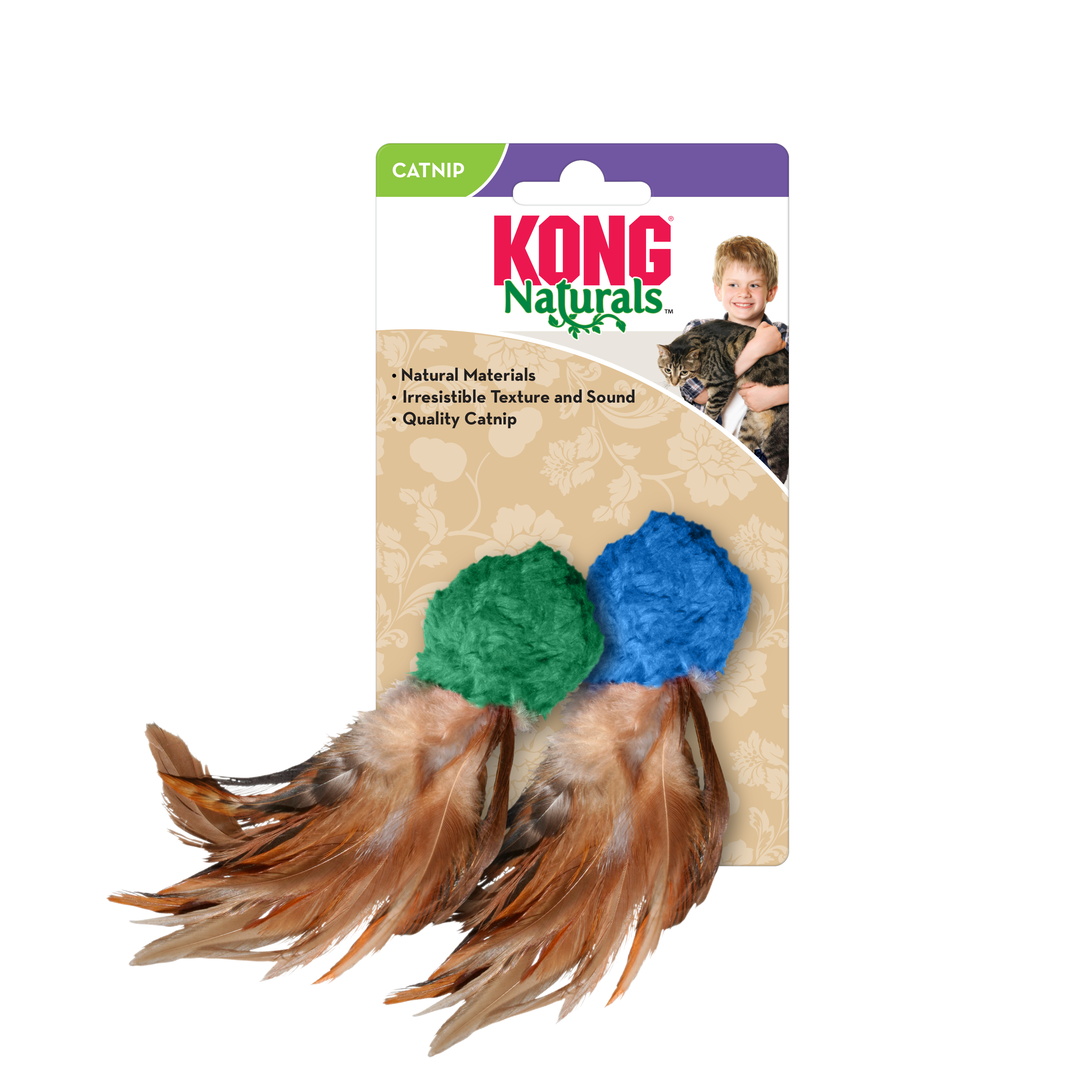 Naturals Crinkle Ball w/Feathers onpack product afbeelding