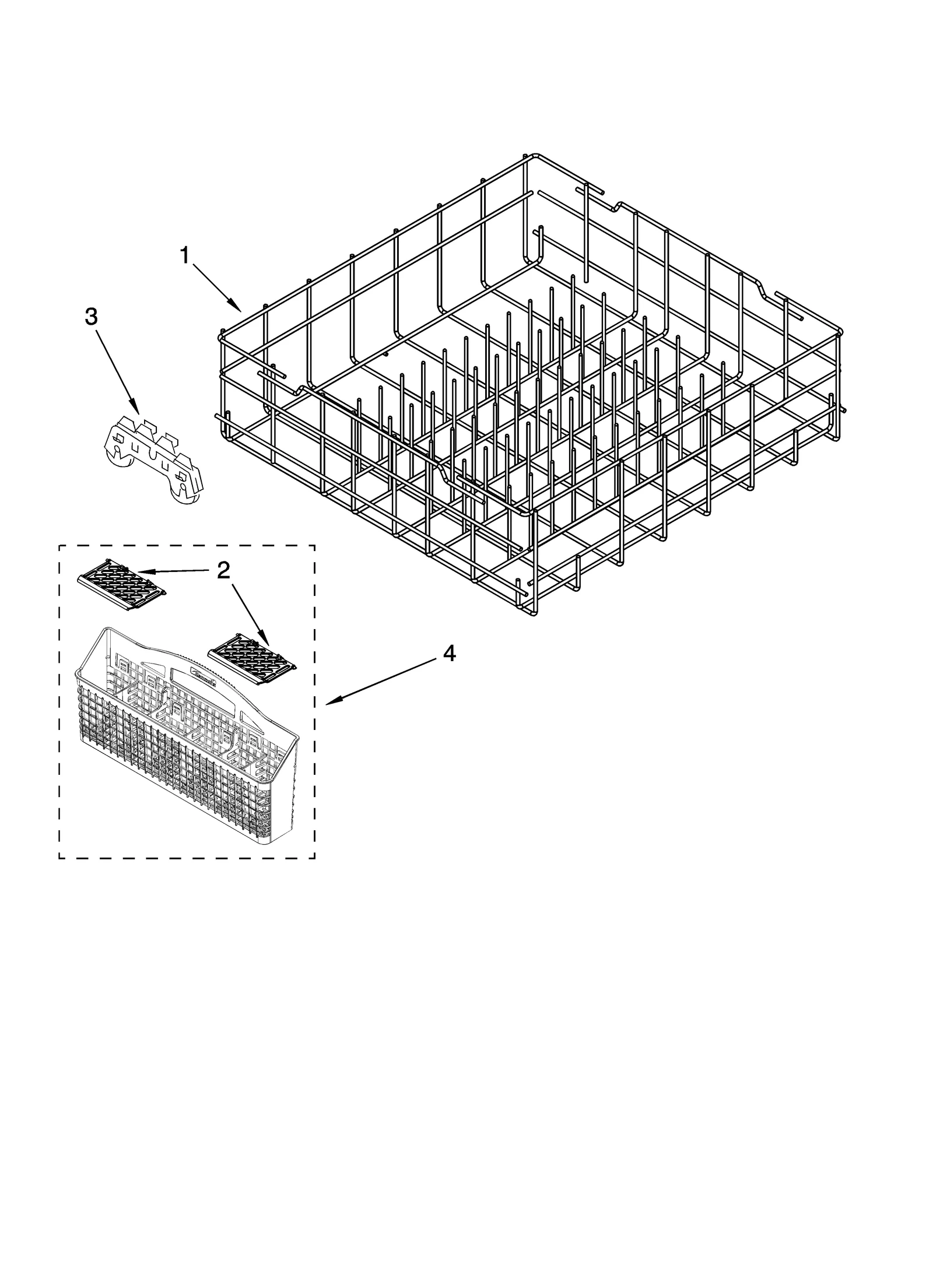 LOWER RACK PARTS, OPTIONAL PARTS (NOT INCLUDED)