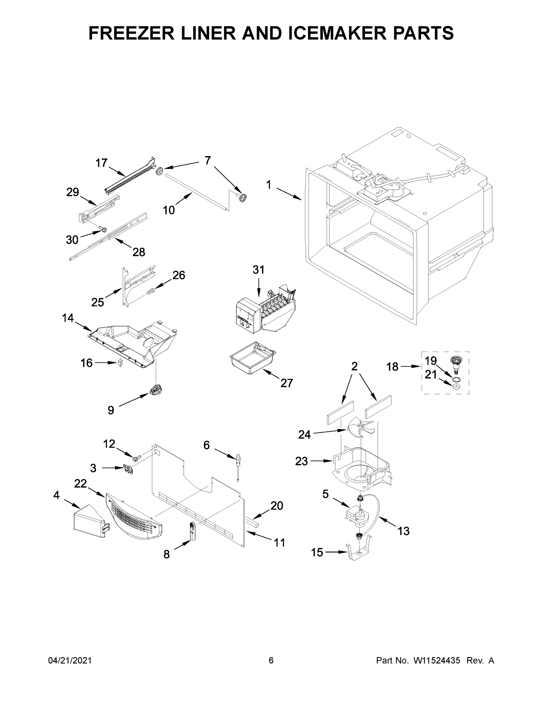 04 - FREEZER LINER AND ICEMAKER PARTS