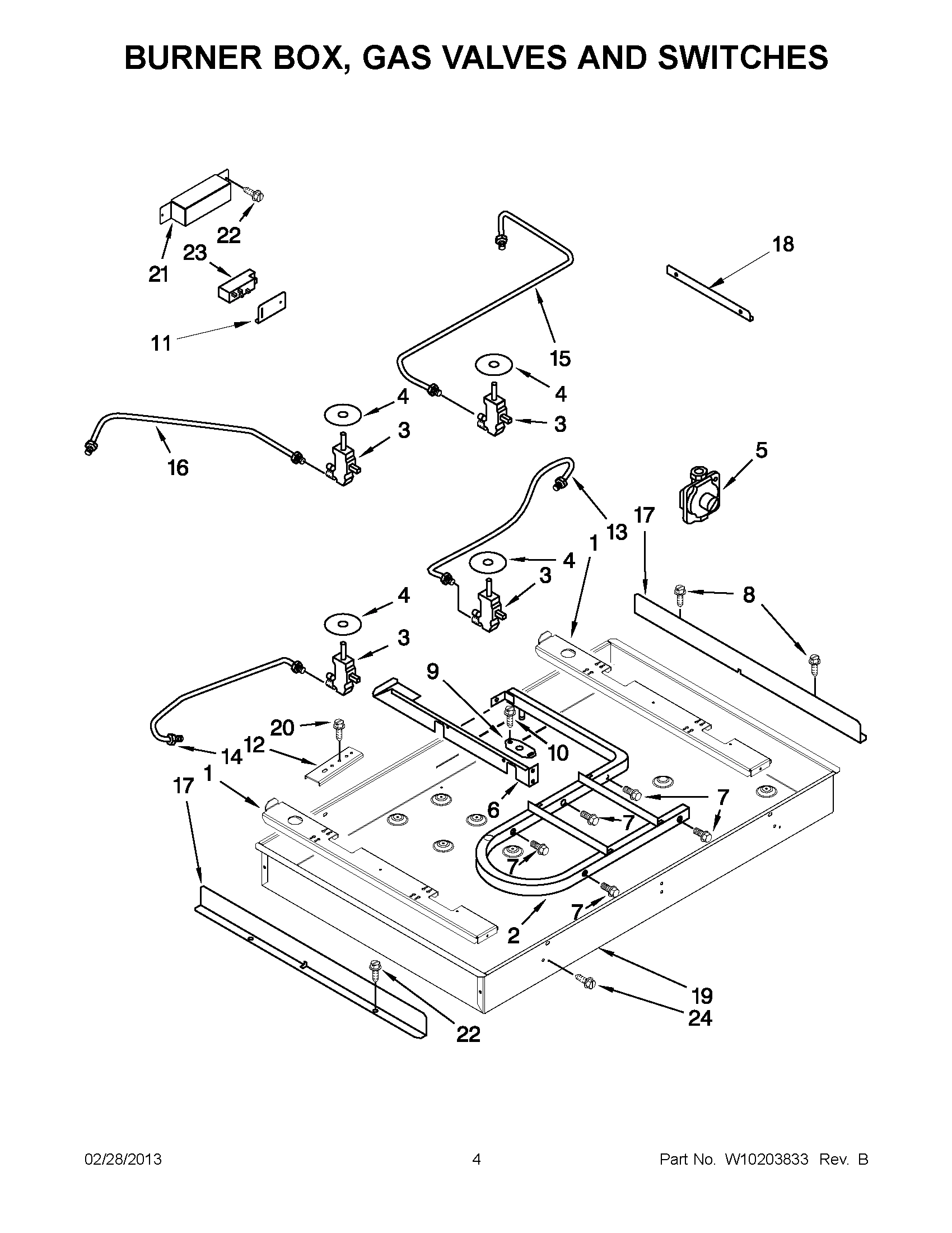 02 - BURNER BOX, GAS VALVES AND SWITCHES