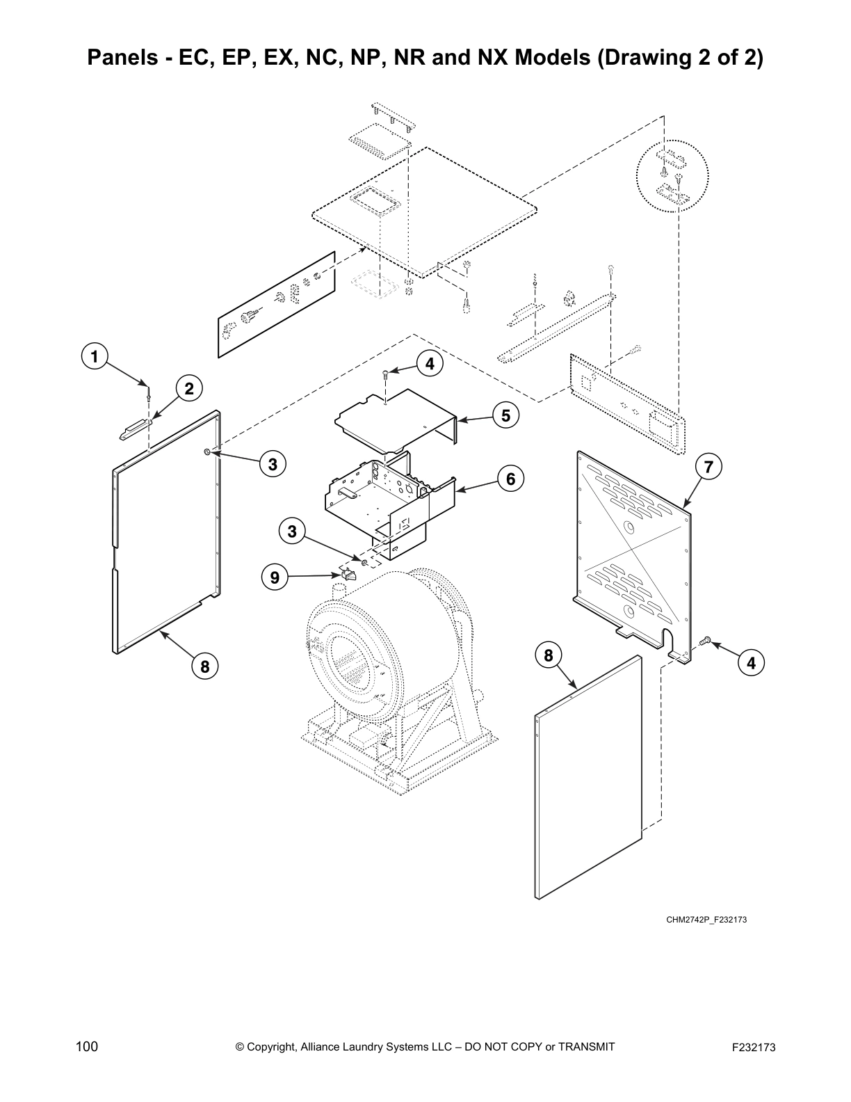 Panels - EC, EP, EX, NC, NP, NR and NX Models (Drawing 2 of 2)