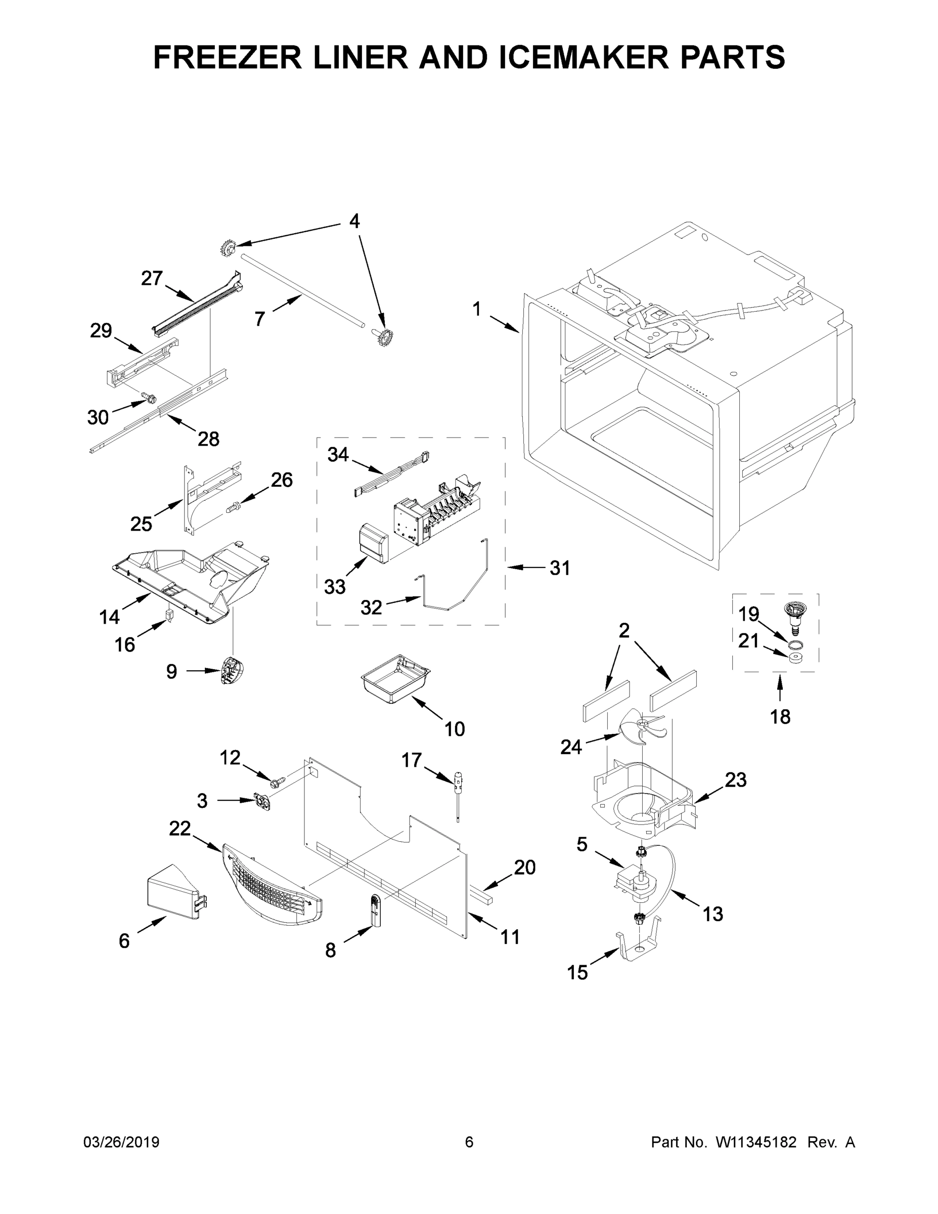 04 - FREEZER LINER AND ICEMAKER PARTS