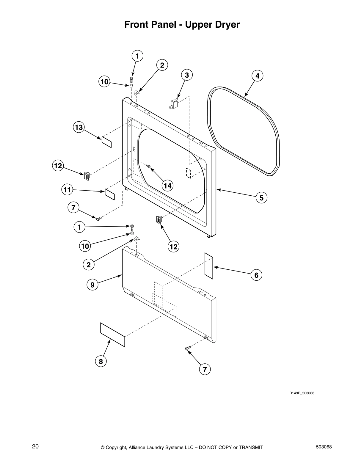 Front Panel - Upper Dryer