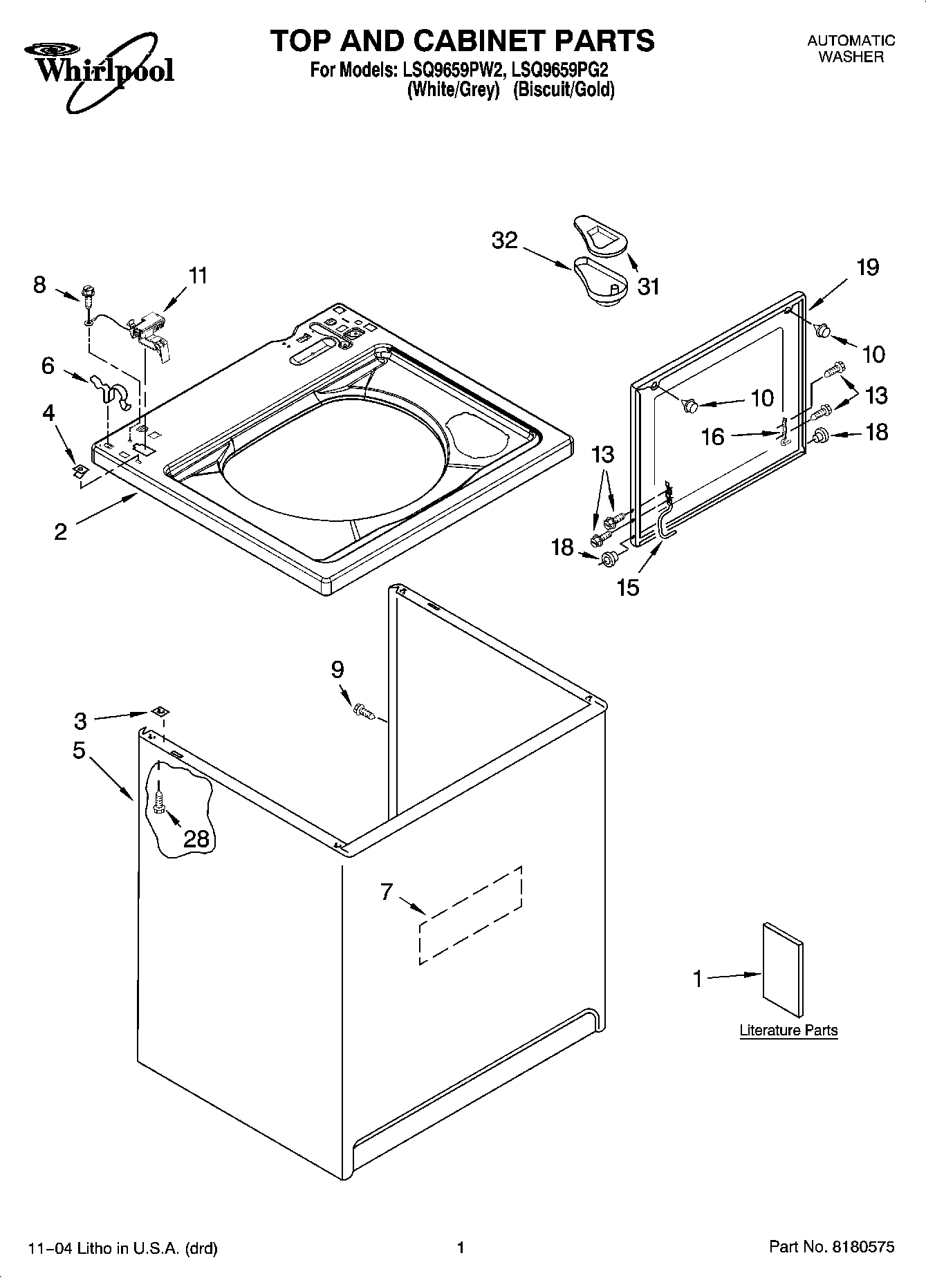 01 - TOP AND CABINET PARTS