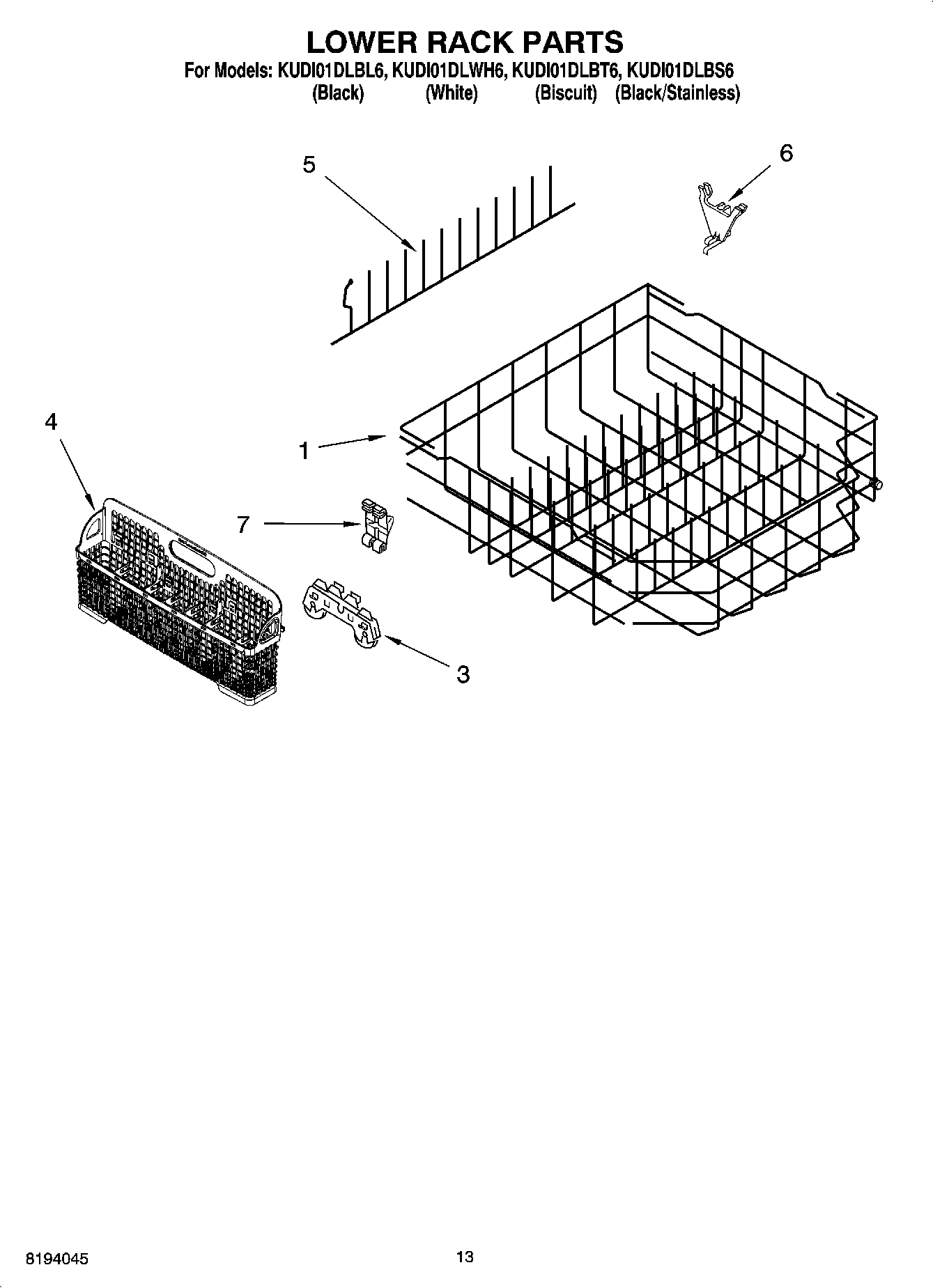 11 - LOWER RACK PARTS, OPTIONAL PARTS (NOT INCLUDED)