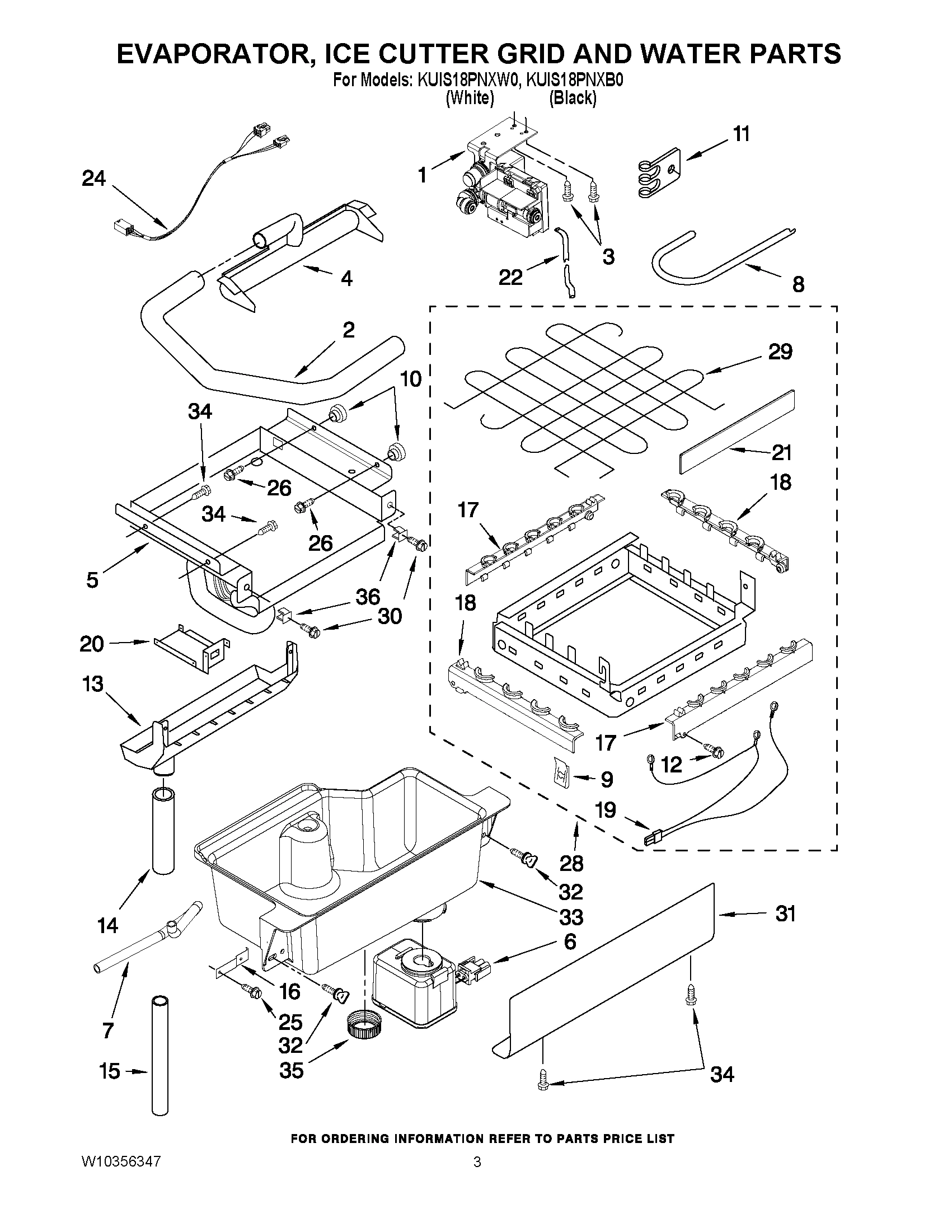 02 - EVAPORATOR, ICE CUTTER GRID AND WATER PARTS