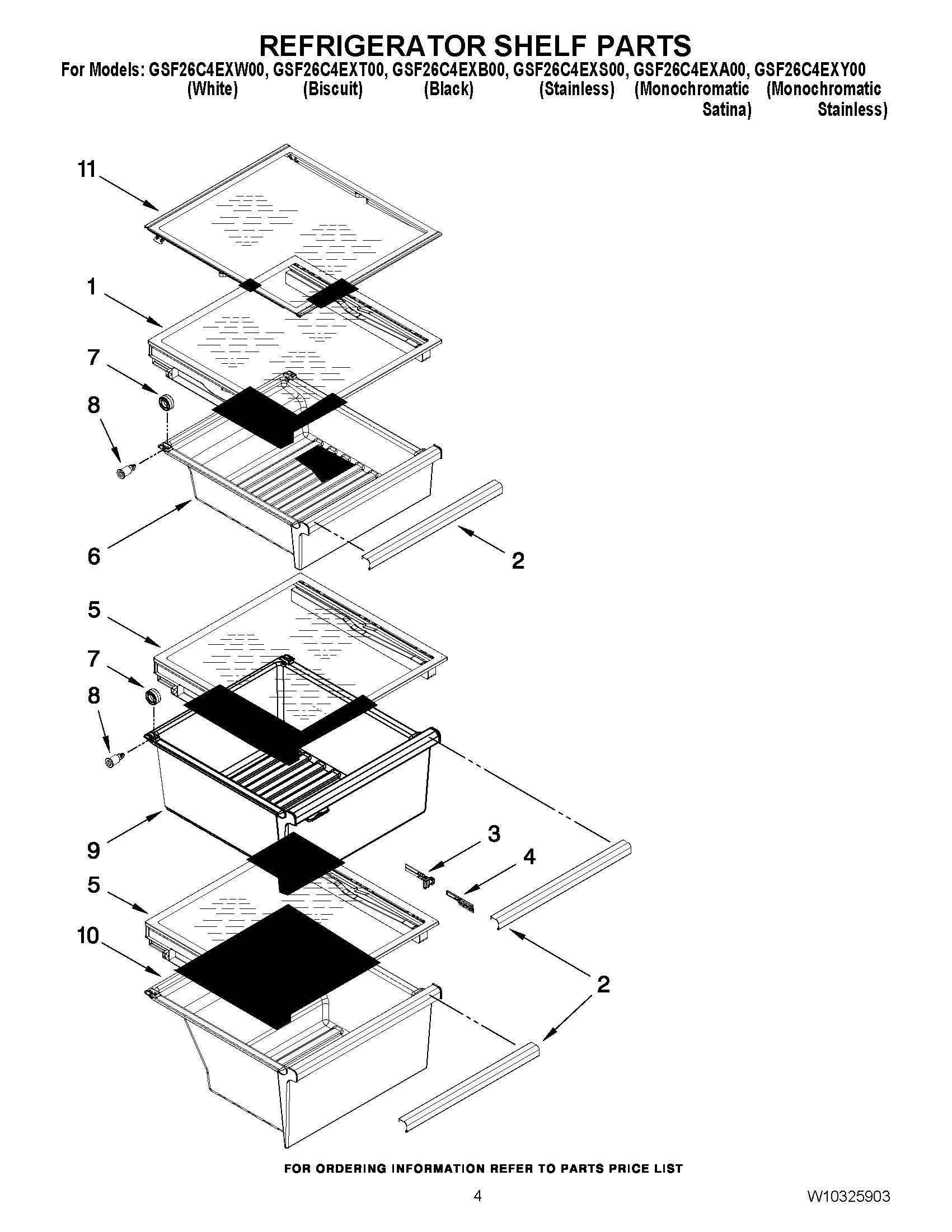 03 - REFRIGERATOR SHELF PARTS