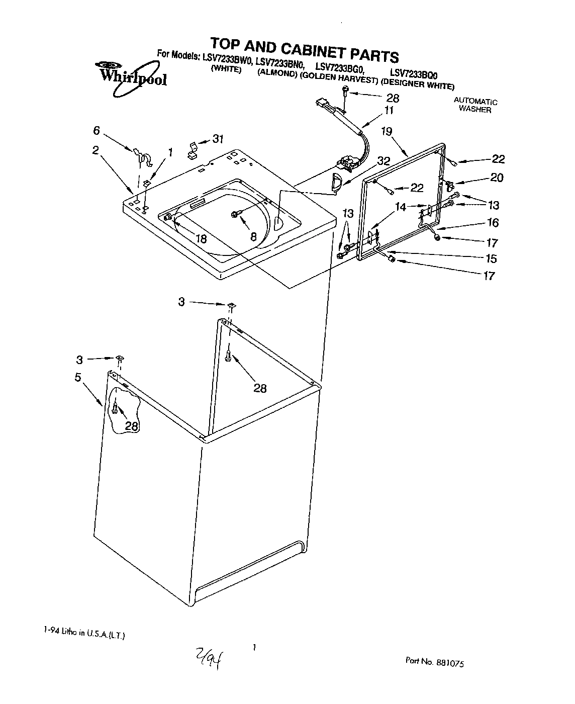 01 - TOP AND CABINET, LIT/OPTIONAL