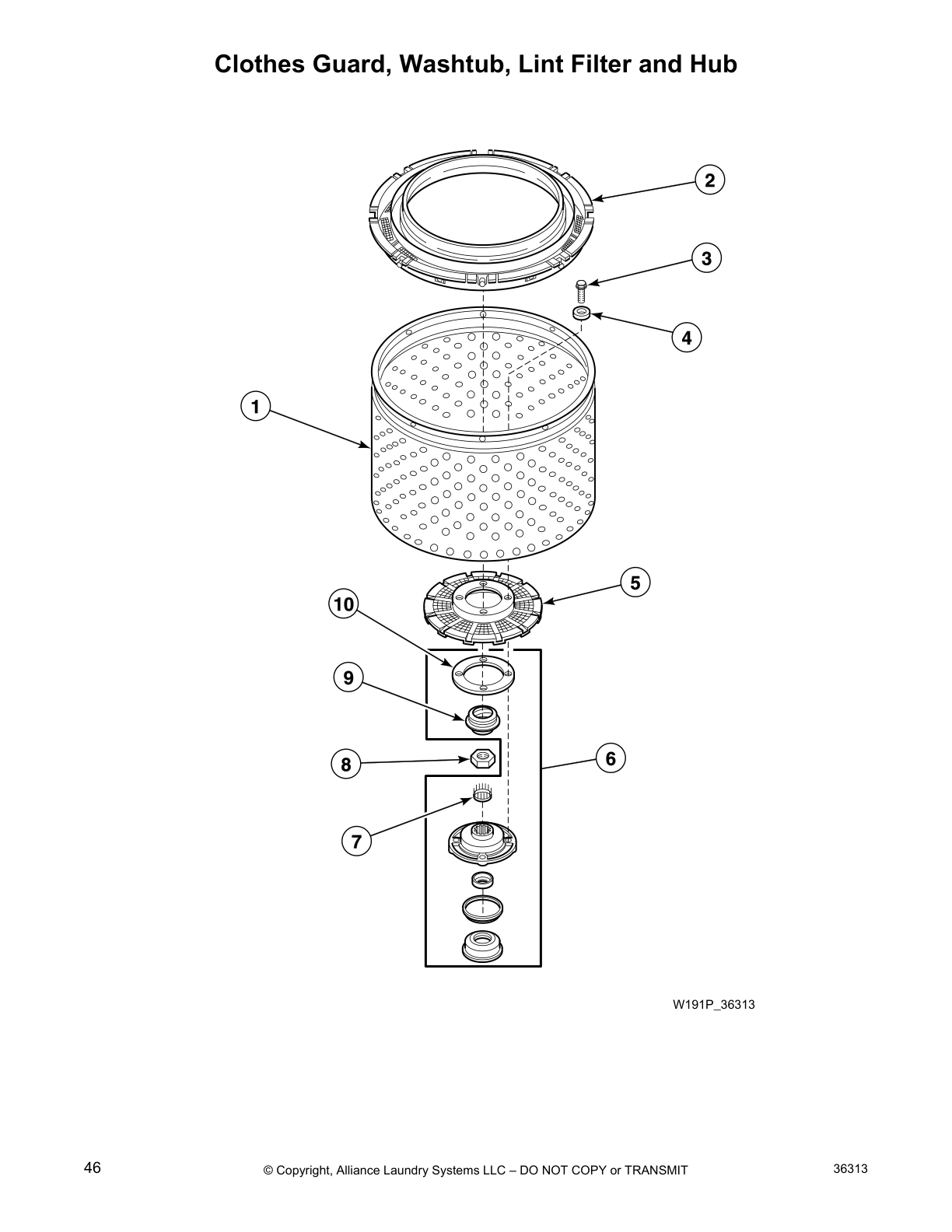 Clothes Guard, Washtub, Lint Filter and Hub