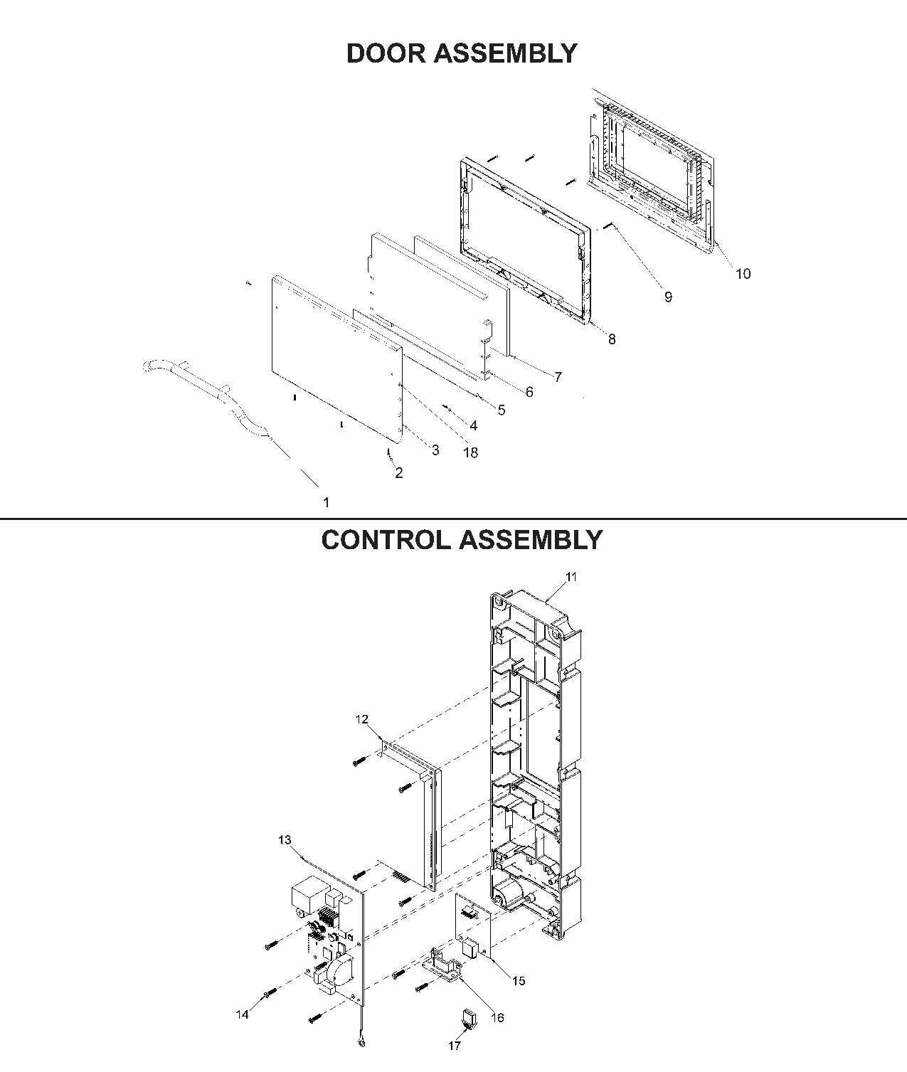DOOR ASSEMBLY, CONTROL ASSEMBLY