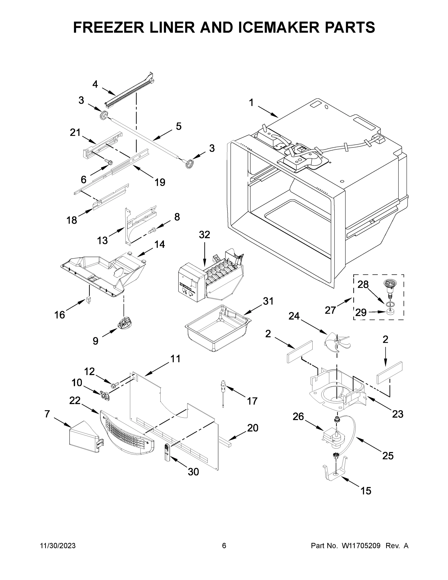 04 - FREEZER LINER AND ICEMAKER PARTS