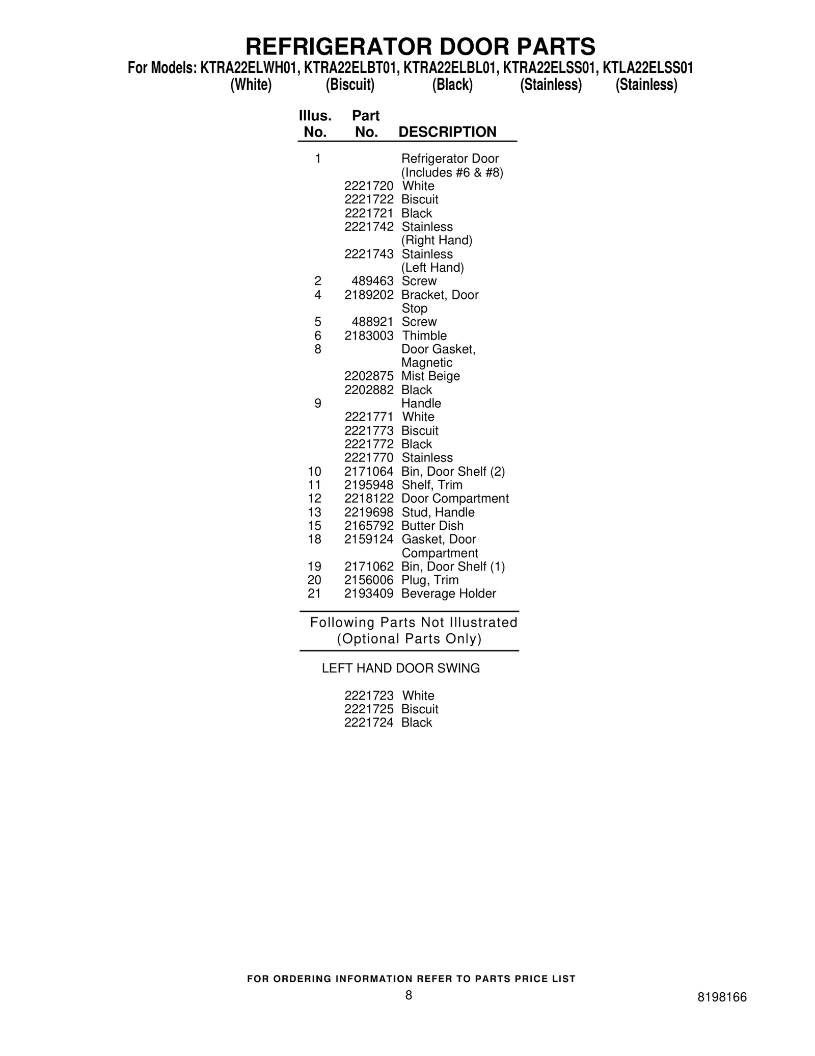 REFRIGERATOR DOOR PARTS