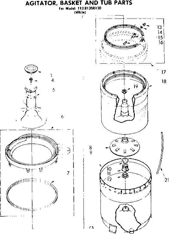 AGITATOR BASKET AND TUB PARTS