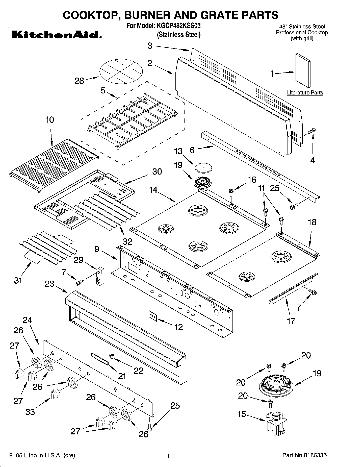 01 - COOKTOP, BURNER AND GRATE PARTS