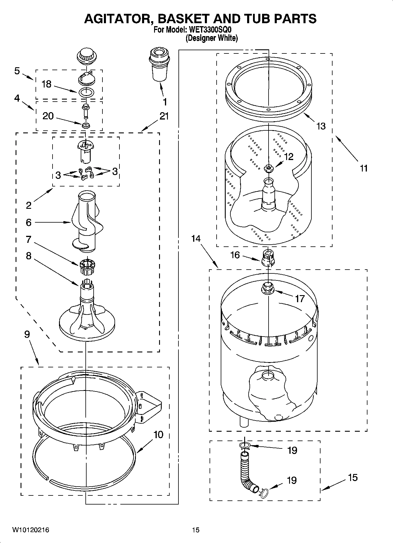 10 - AGITATOR, BASKET AND TUB PARTS
