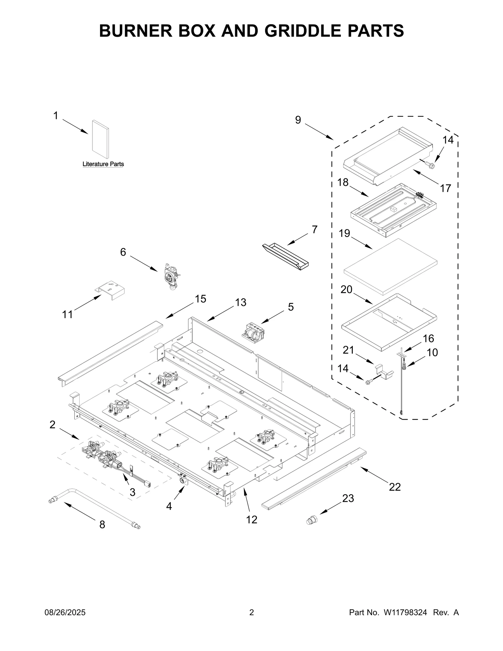 BURNER BOX AND GRIDDLE PARTS