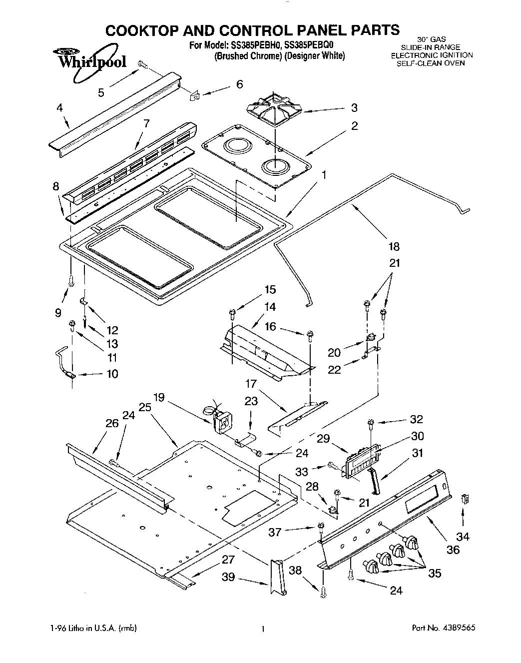 01 - COOKTOP AND CONTROL PANEL