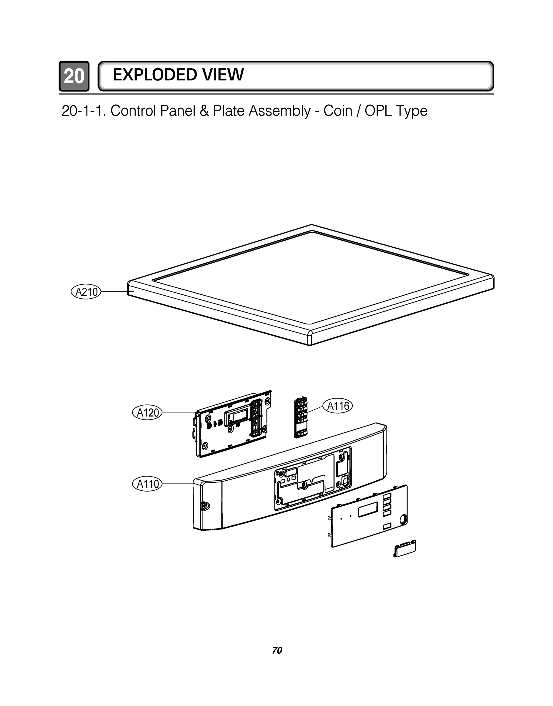 CONTROL PANEL & PLATE ASSEMBLY COIN / OPL TYPE