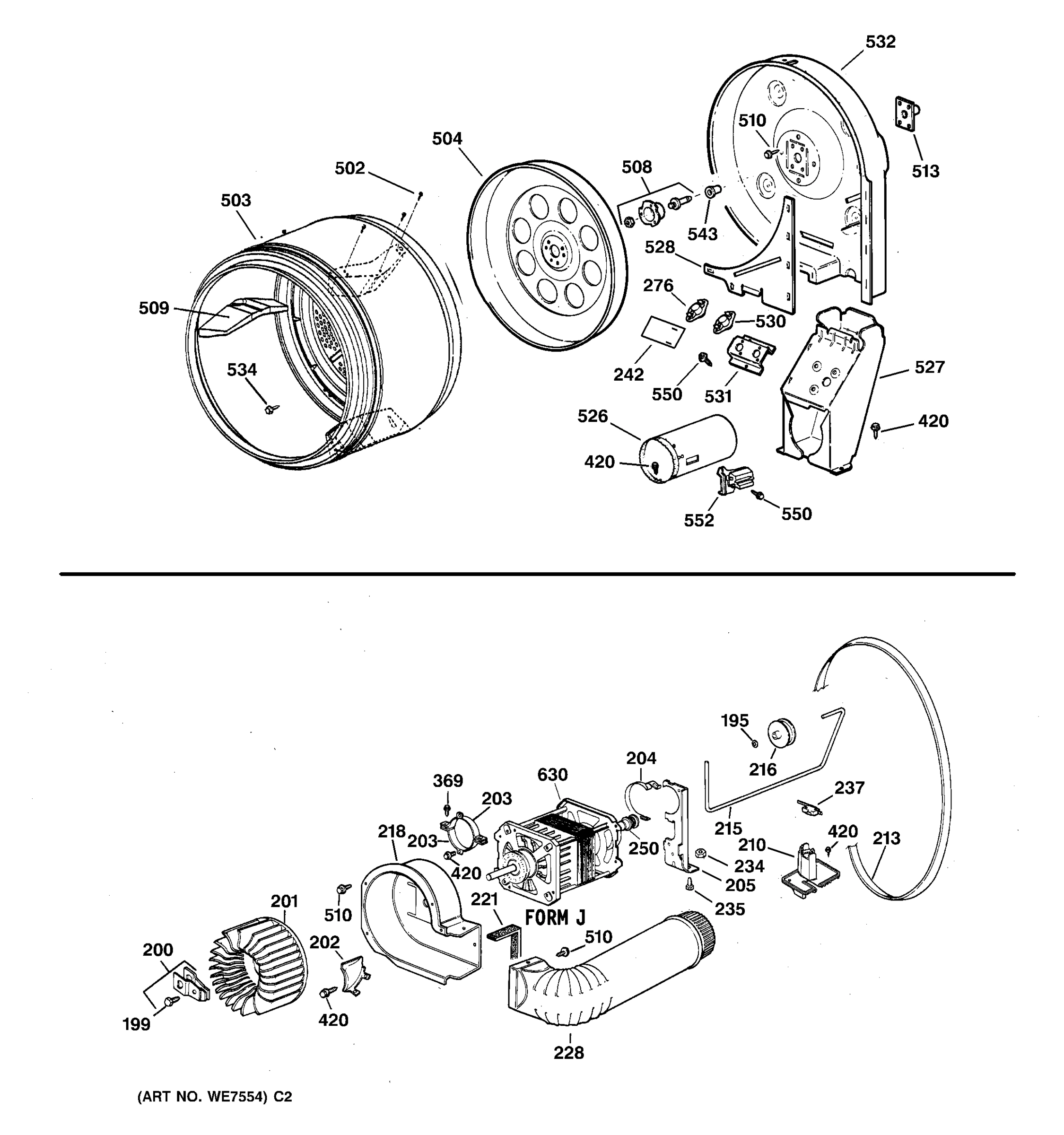 DRUM, DUCT, BLOWER & DRIVE ASM.