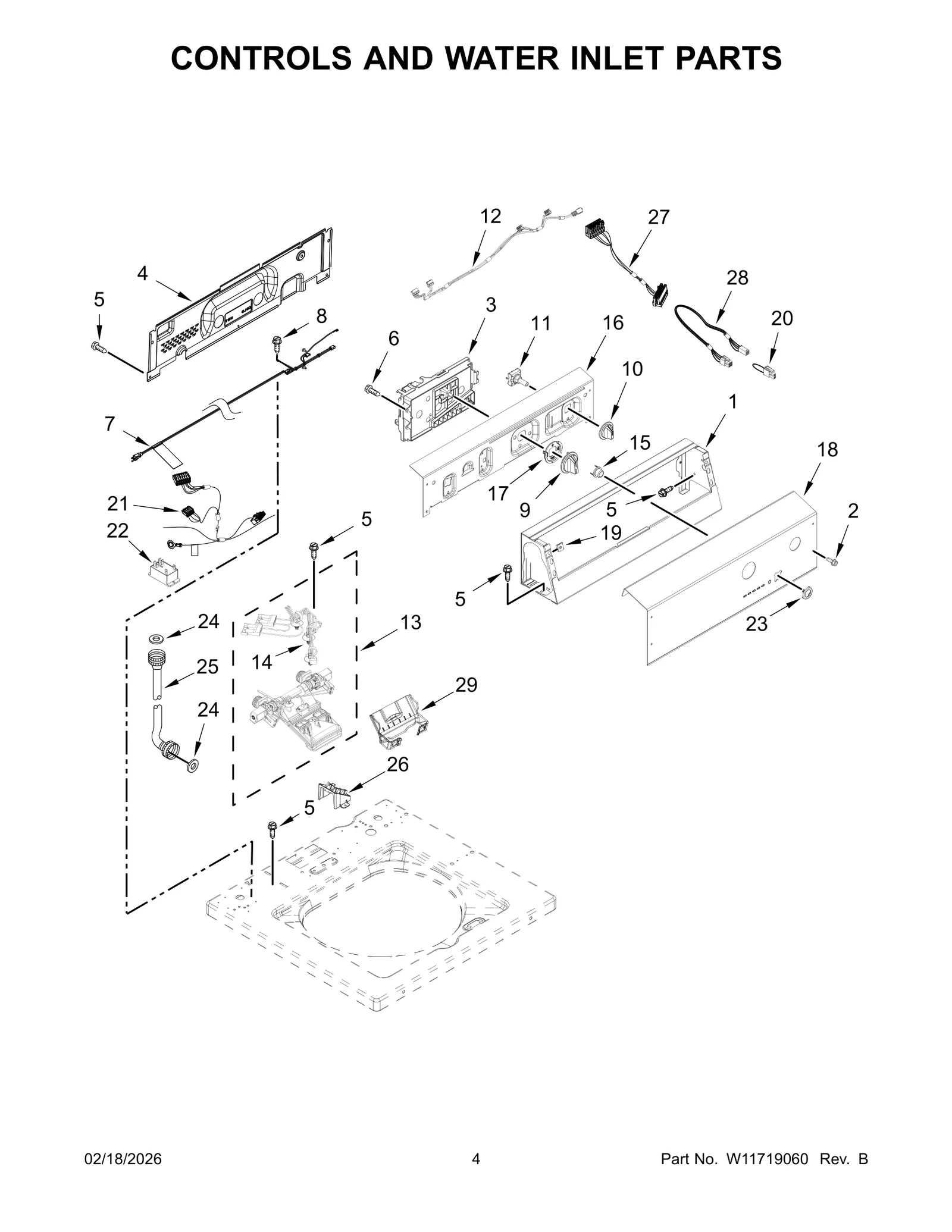 CONTROLS AND WATER INLET PARTS