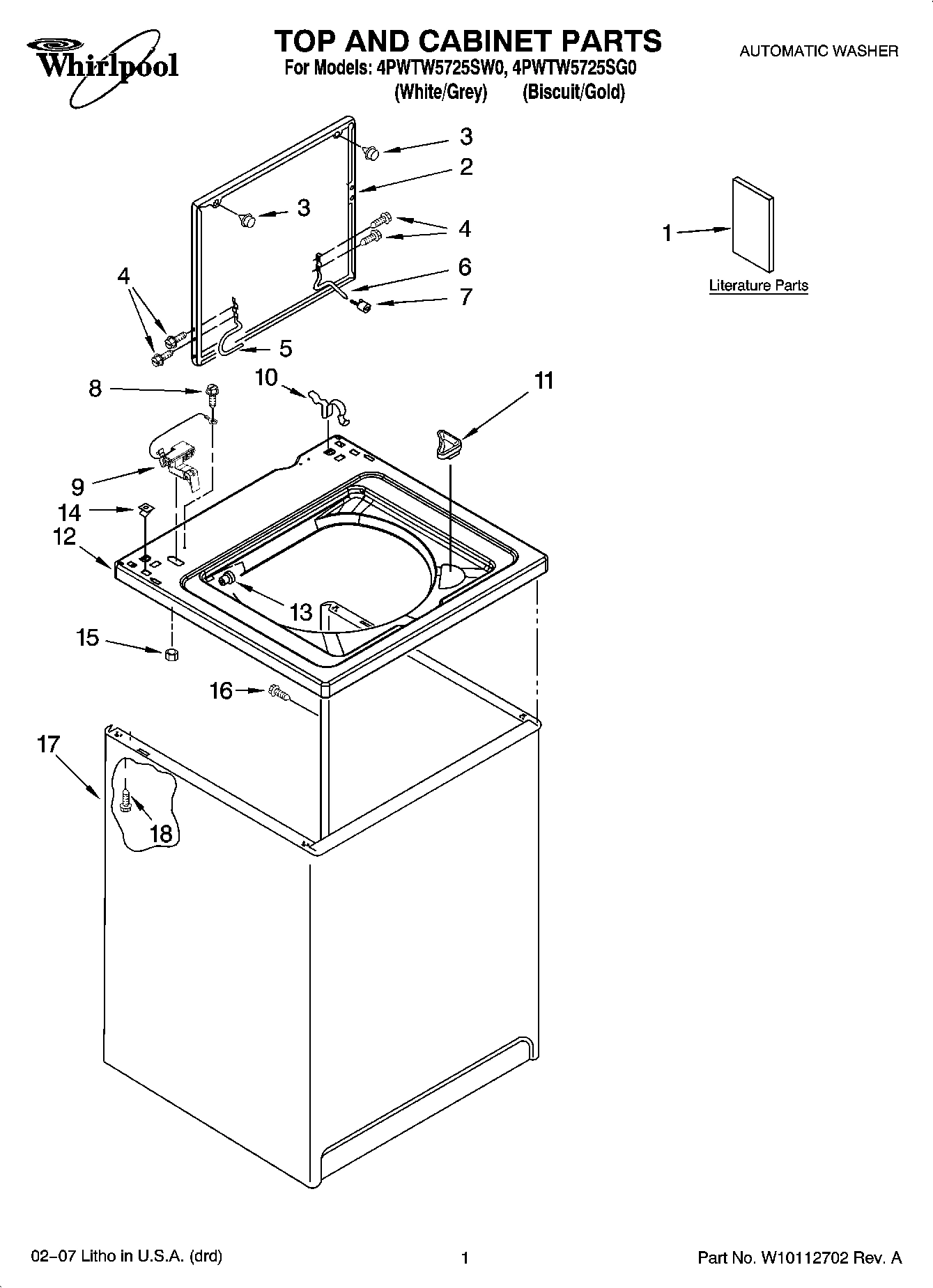 01 - TOP AND CABINET PARTS