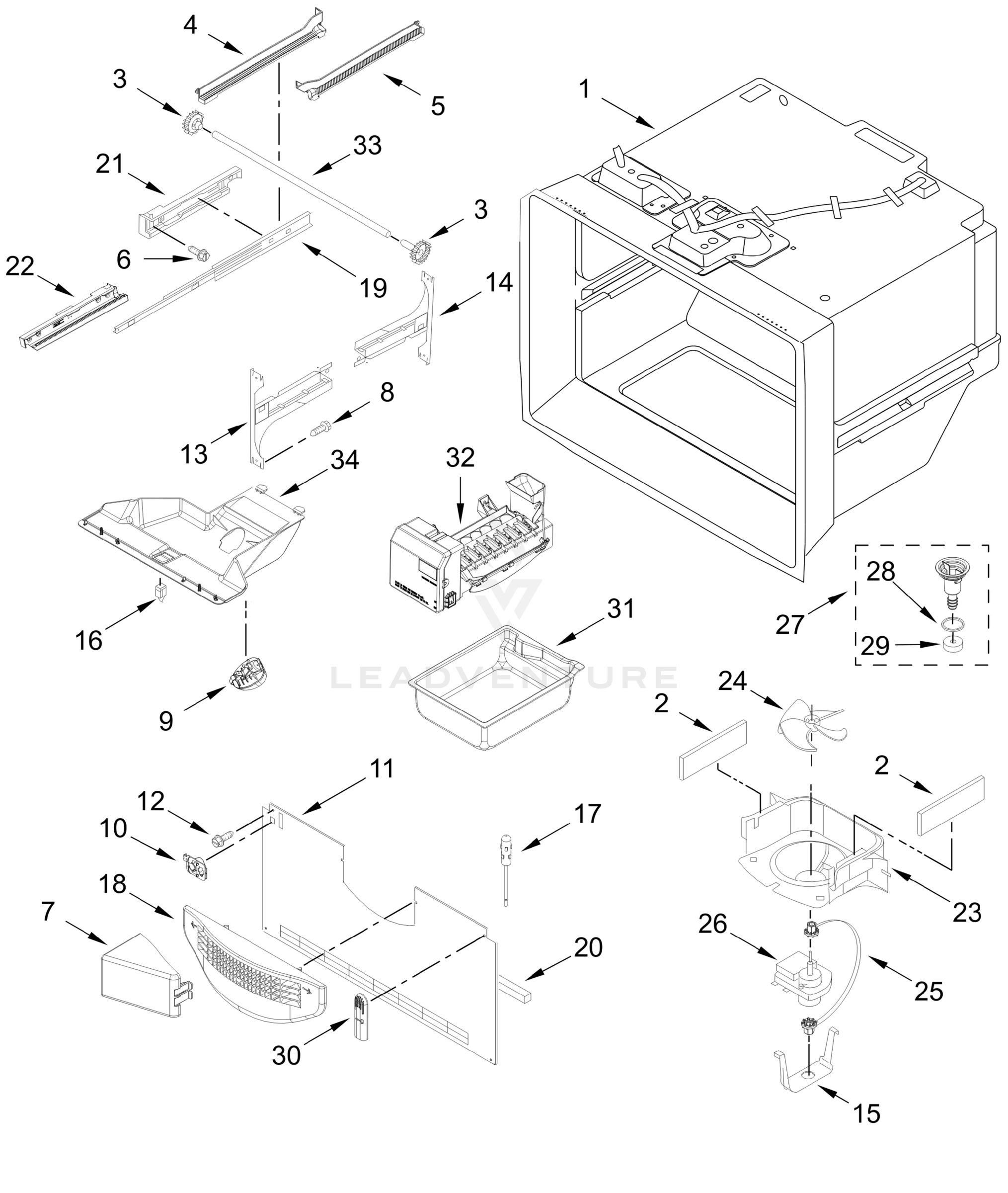 FREEZER LINER AND ICEMAKER PARTS
