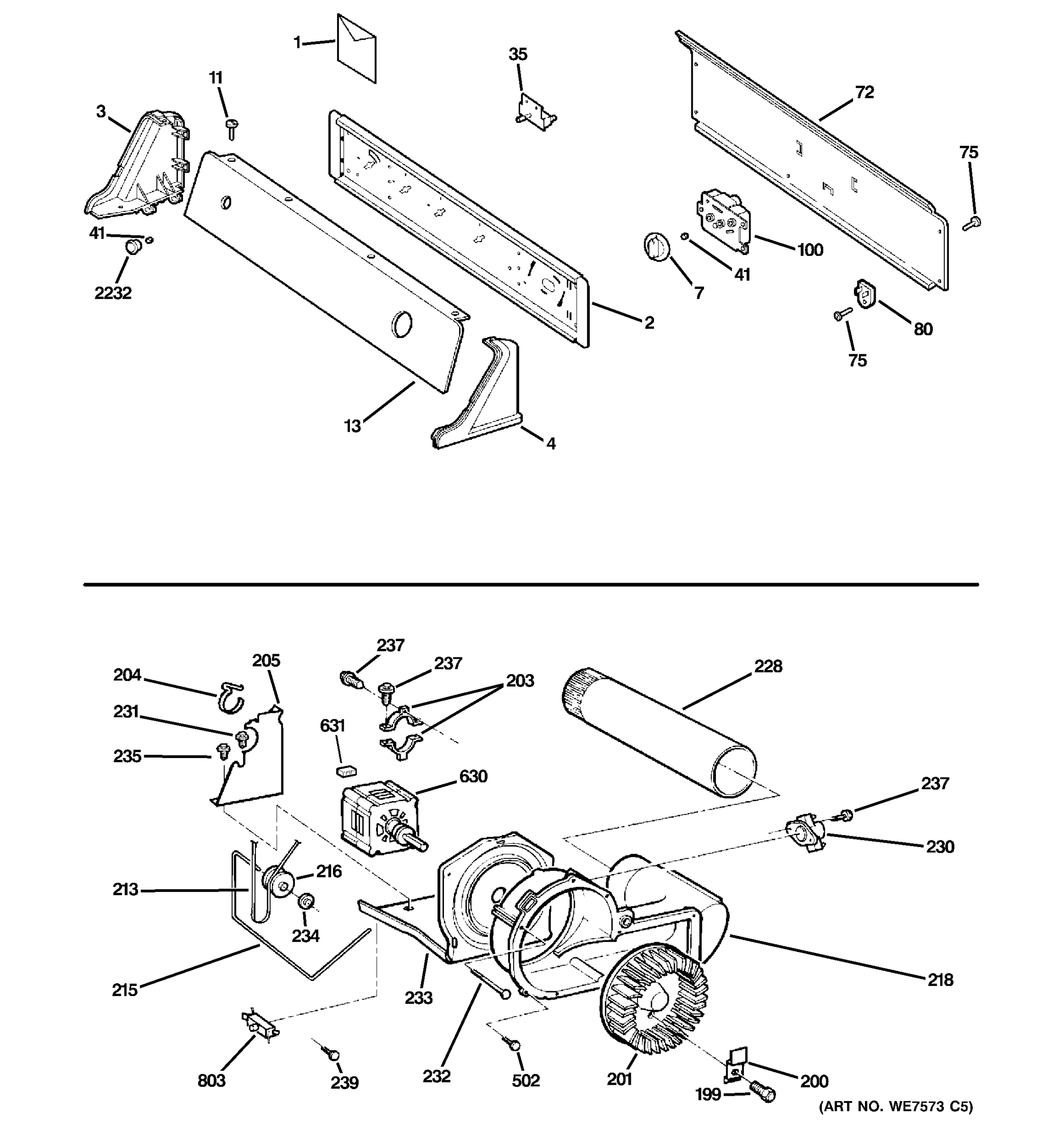 BACKSPLASH, BLOWER & MOTOR ASSEMBLY