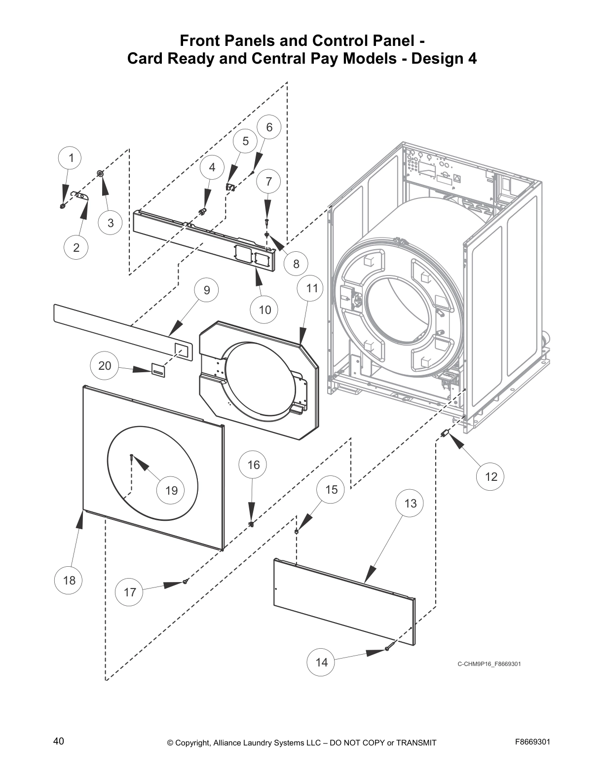 Front Panels and Control Panel - 
Card Ready and Central Pay Models - Design 4
