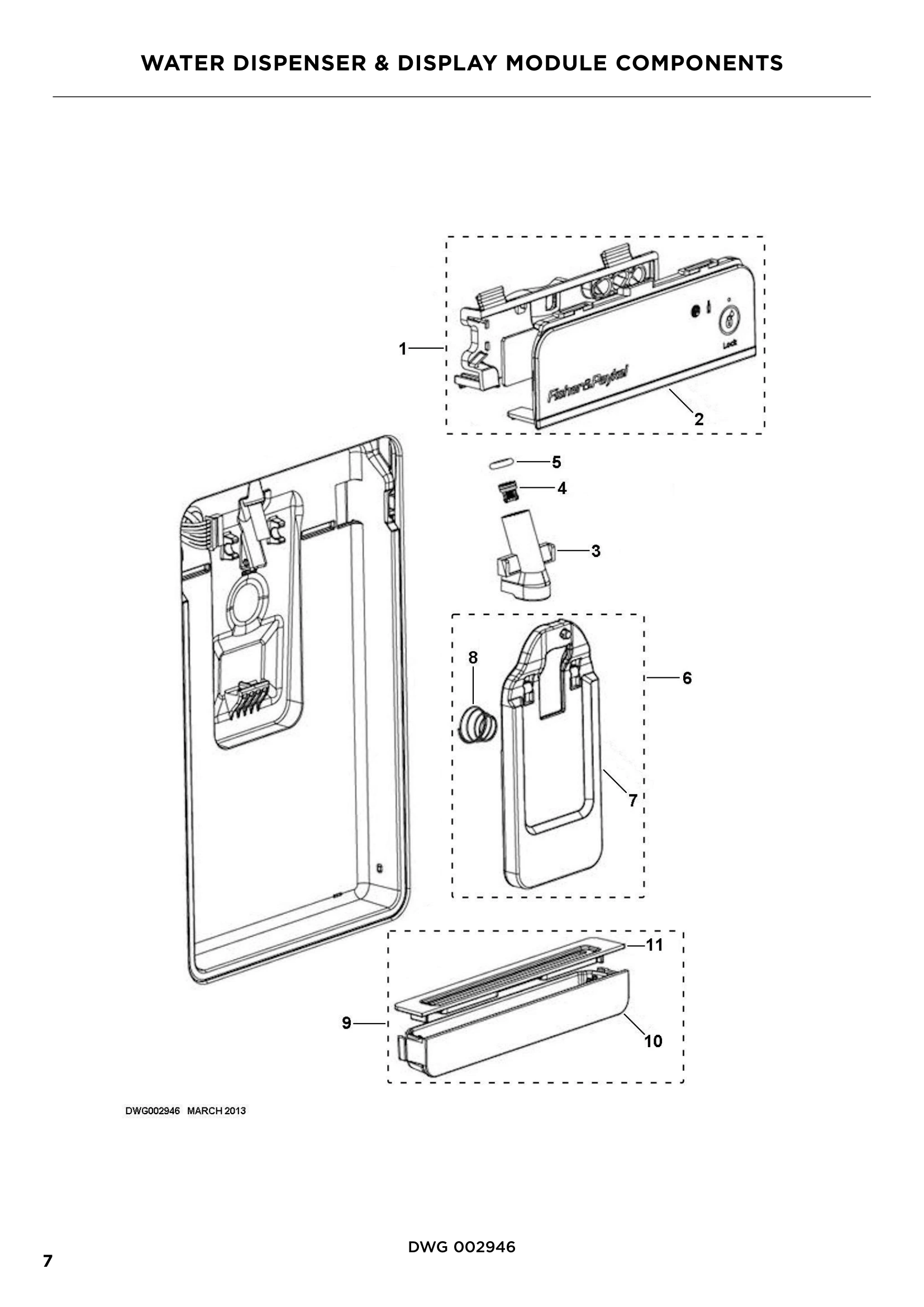 WATER DISPENSER & DISPLAY MODULE COMPONENTS