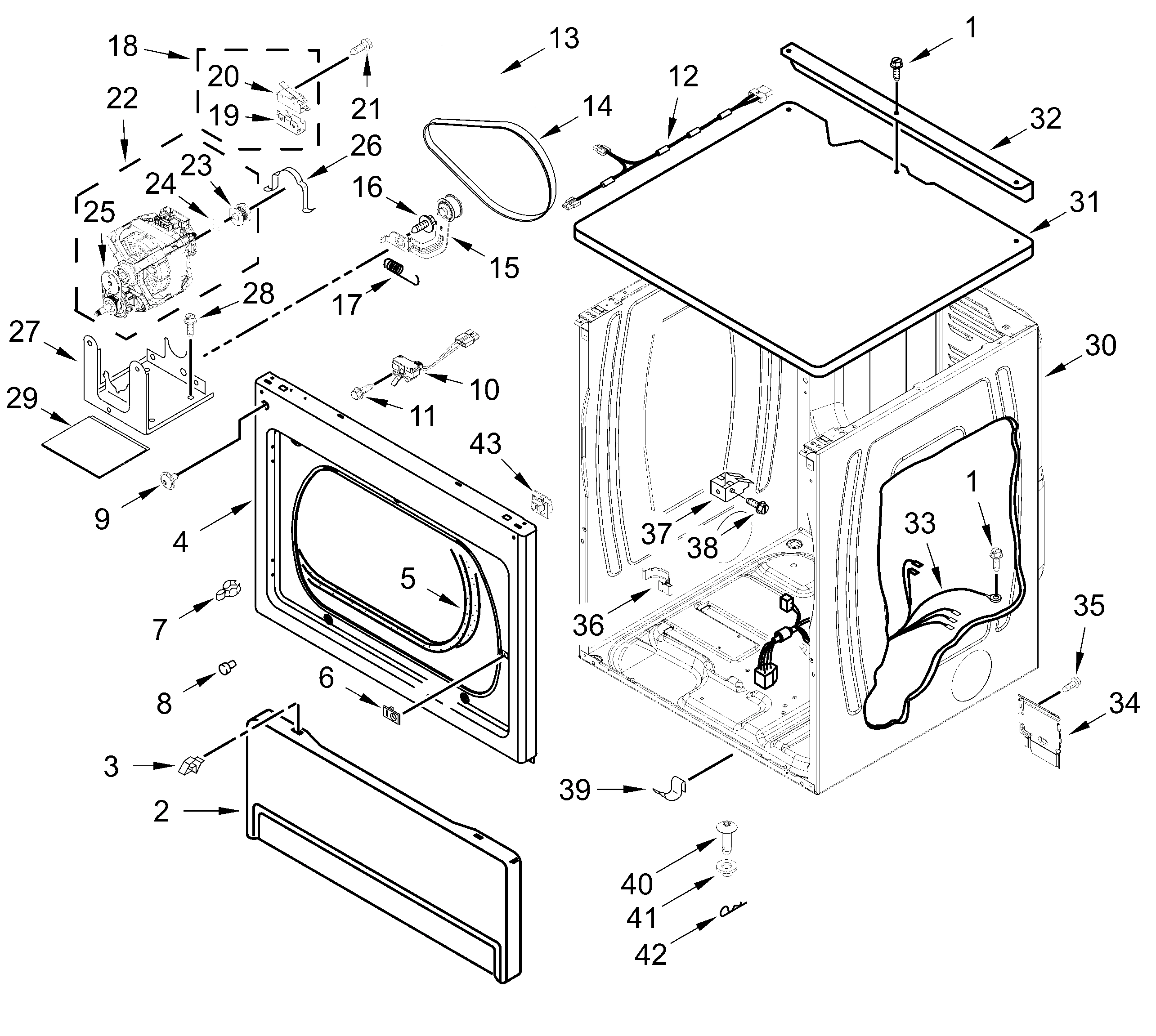 UPPER CABINET AND FRONT PANEL PARTS